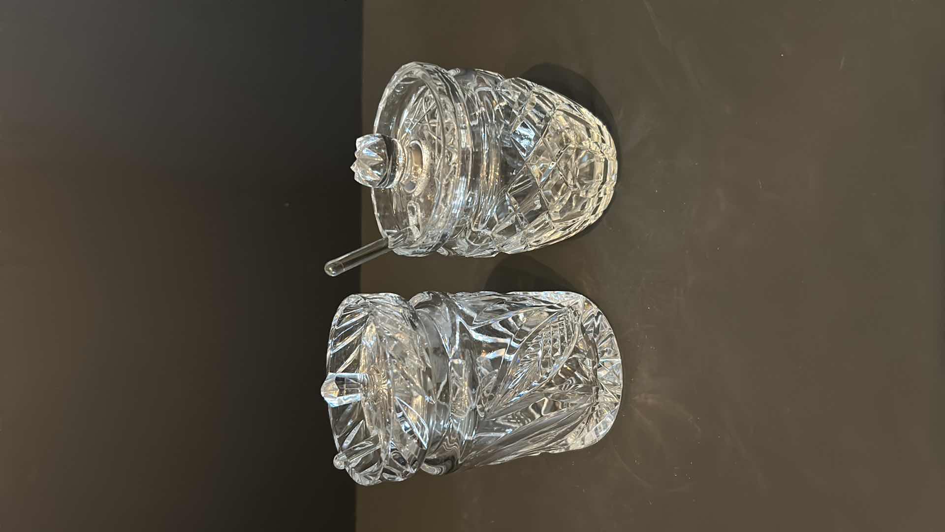 Photo 1 of 2- VINTAGE CRYSTAL JAM JARS