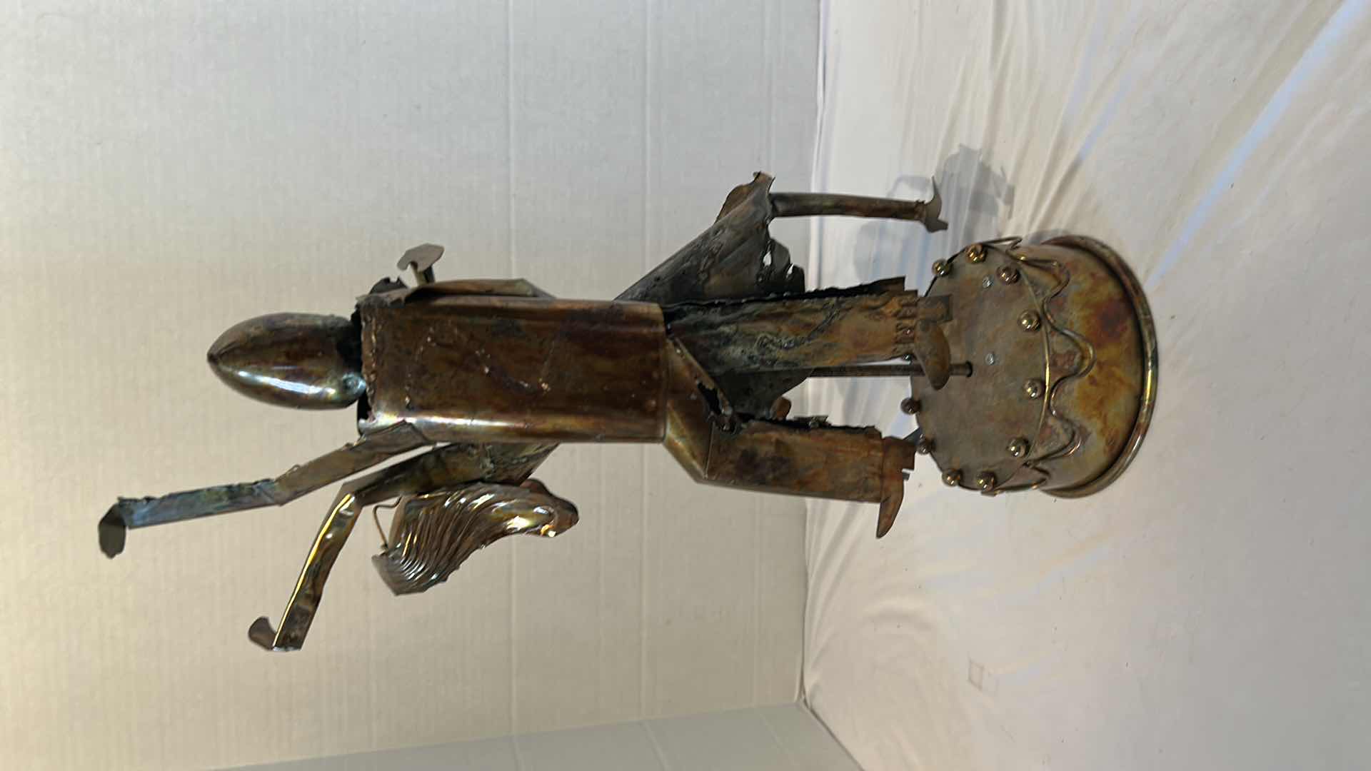 Photo 1 of VINTAGE 1970"s RUSTIC COPPER DANCING COUPLE MUSIC BOX H 16”