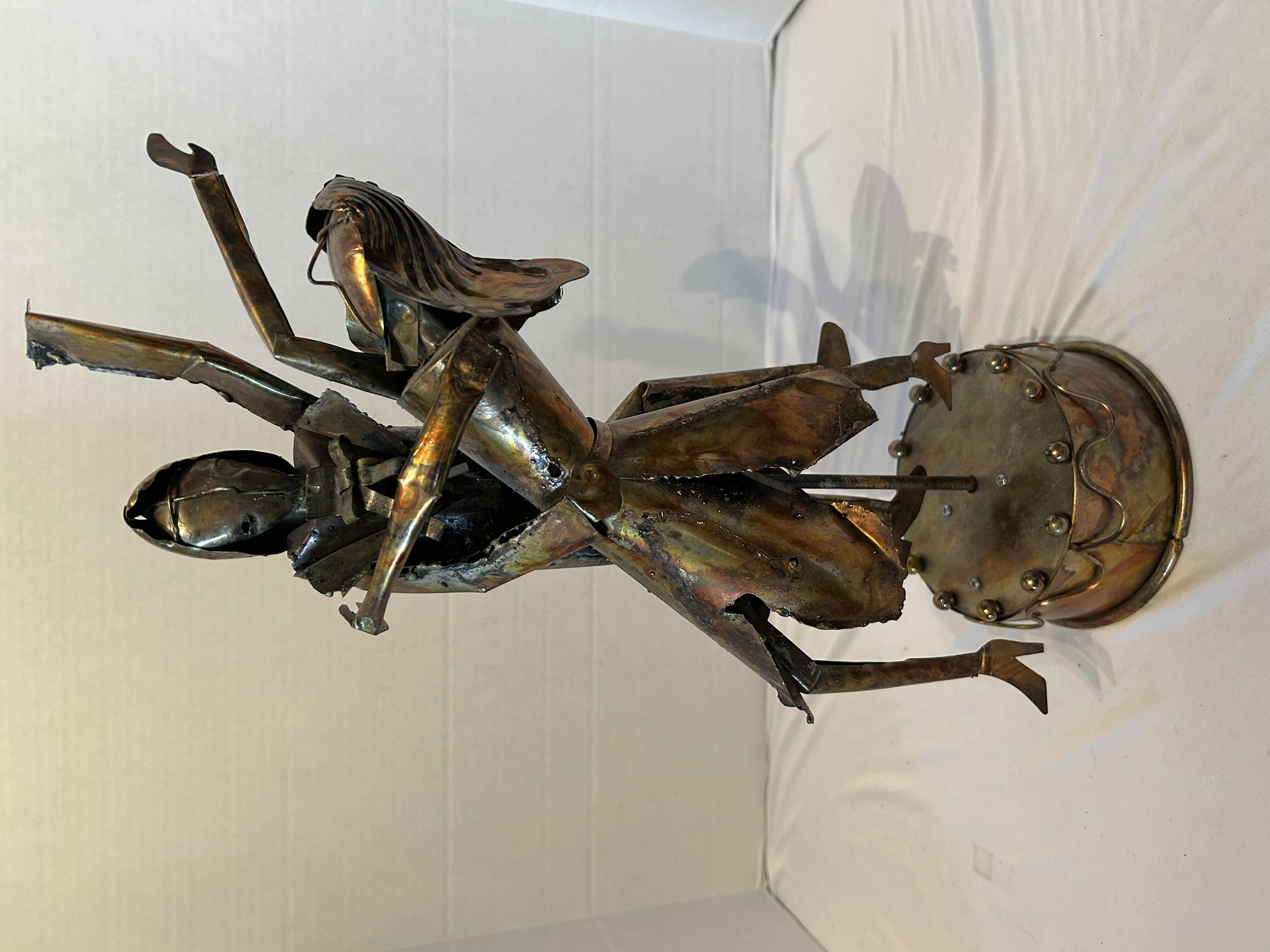 Photo 1 of VINTAGE 1970"s RUSTIC COPPER DANCING COUPLE MUSIC BOX H 16”