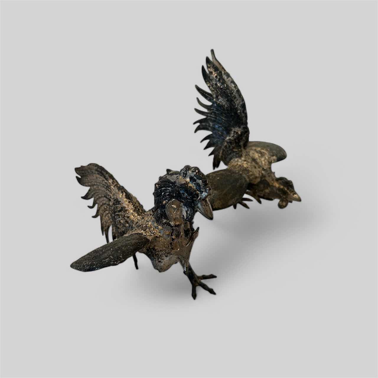 Photo 1 of 2- BRONZE  VINTAGE MID 20th CENTURY FROM BUCCELLATI FIGHTING ROOSTERS