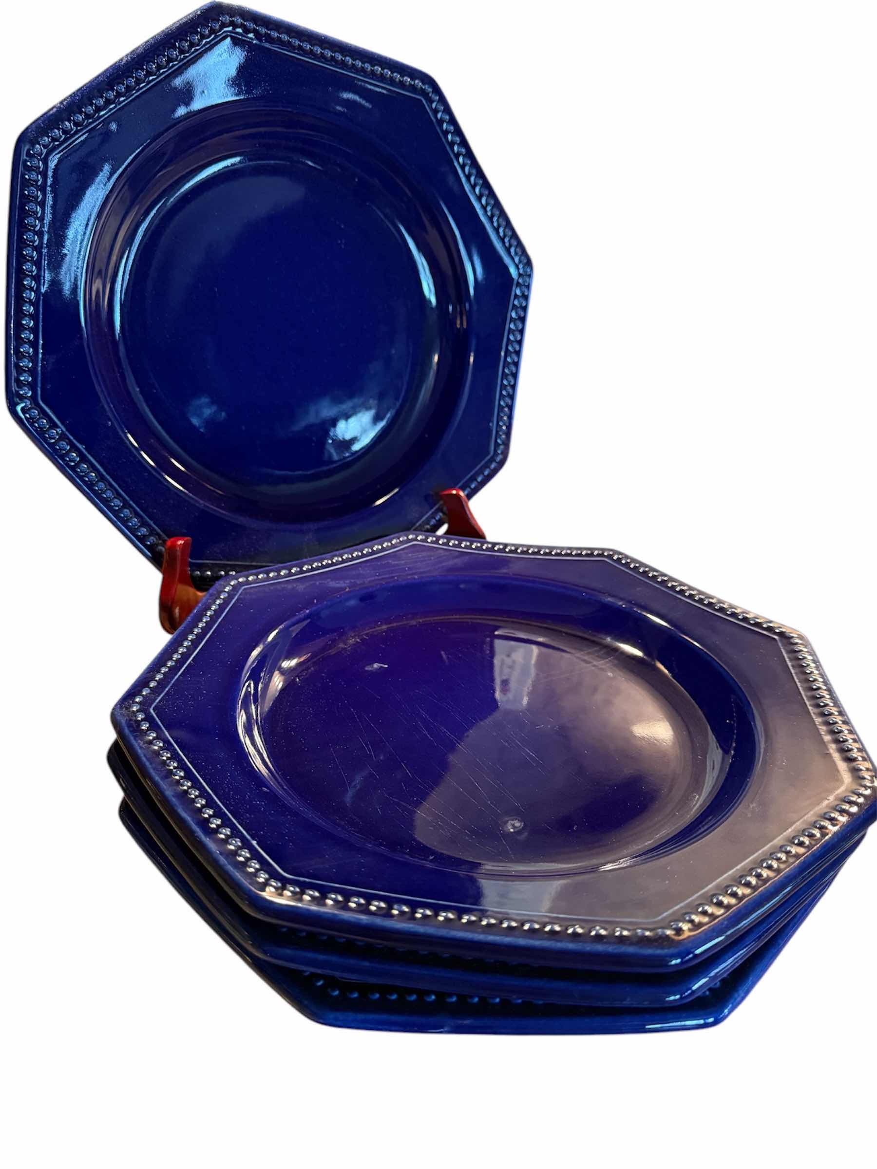 Photo 1 of 4-NAVY BLUE DINNER PLATES MADE IN PORTUGAL