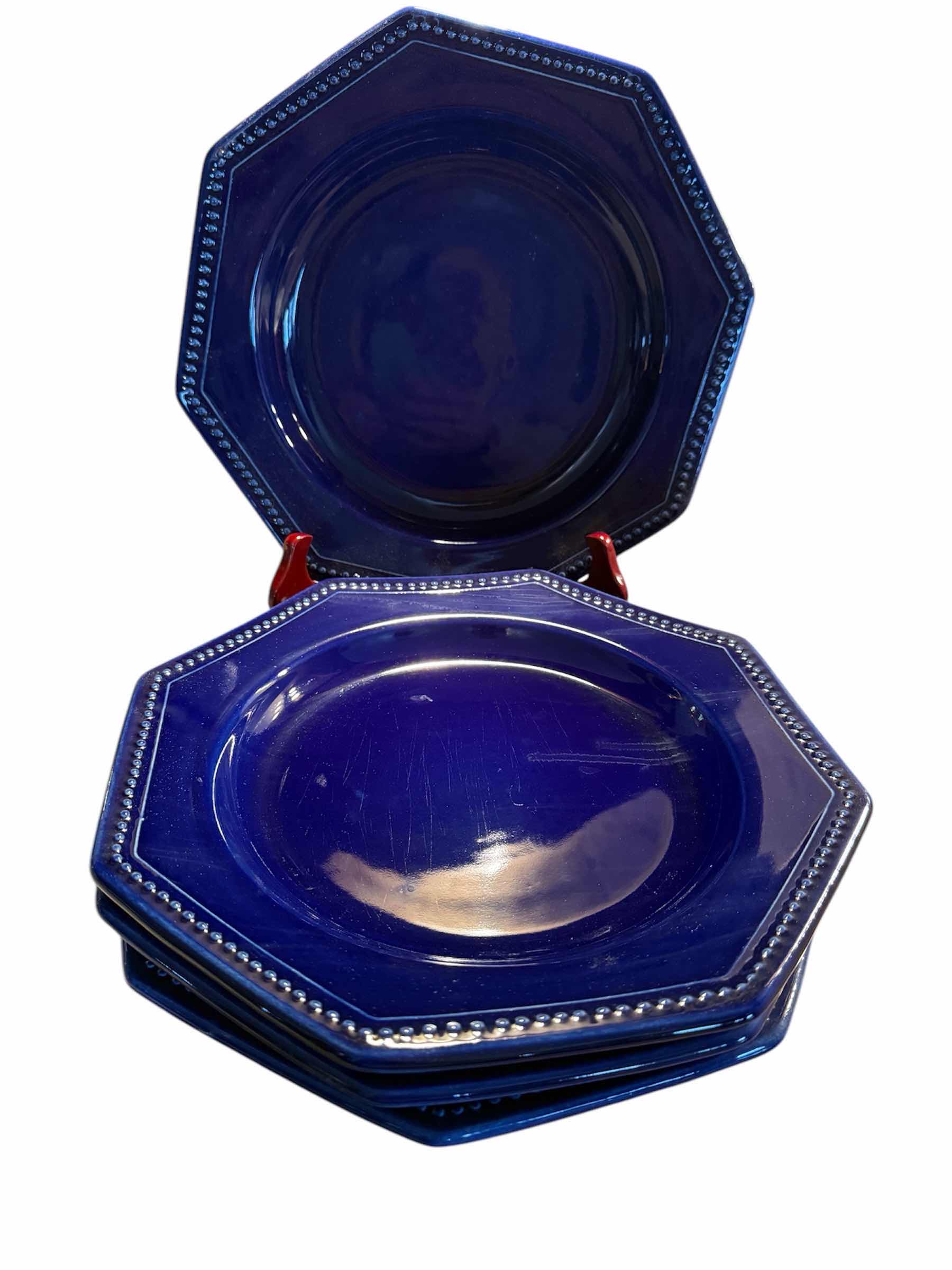 Photo 1 of 4-NAVY BLUE DINNER PLATES MADE IN PORTUGAL