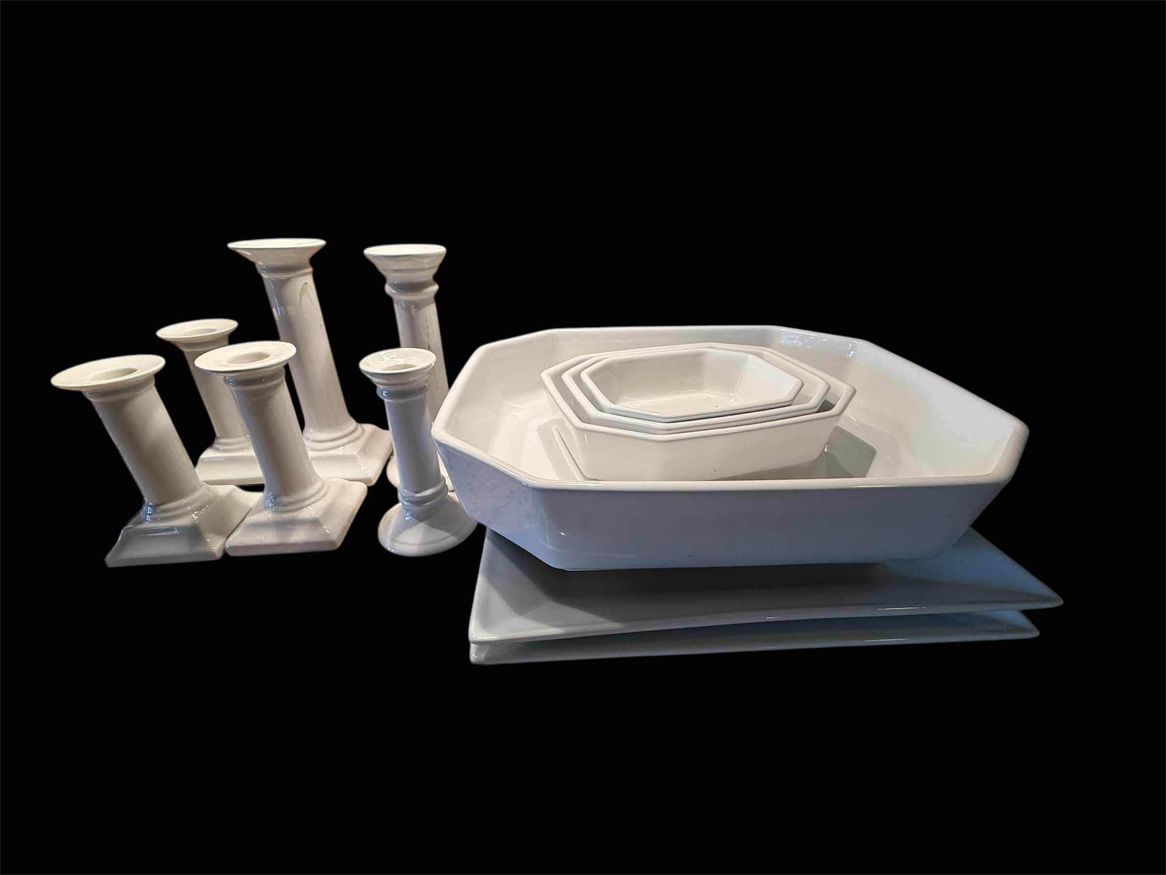 Photo 1 of 12PCS-WHITE PORCELAIN CANDLE HOLDERS & SERVE WARE