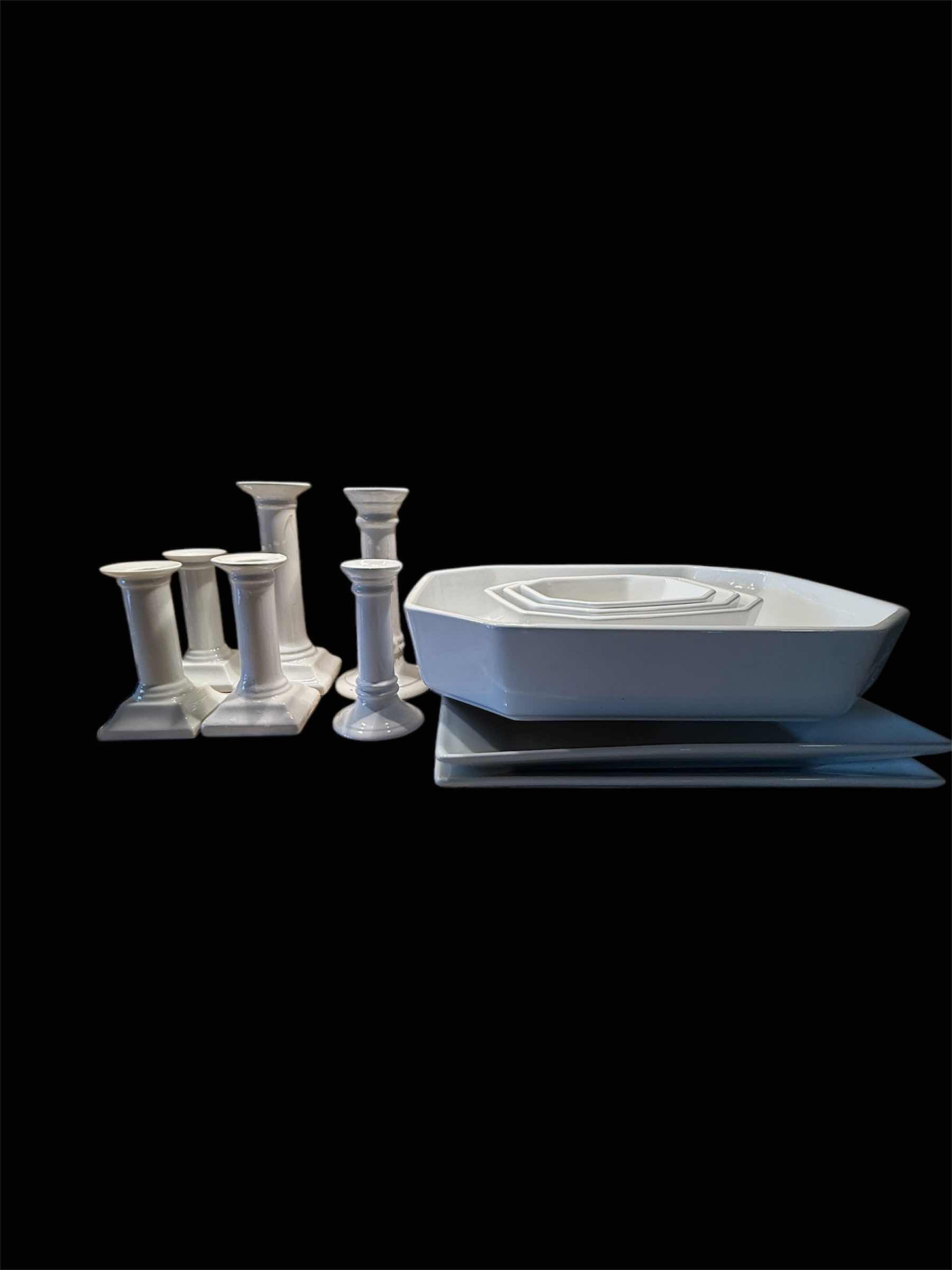 Photo 1 of 12PCS-WHITE PORCELAIN CANDLE HOLDERS & SERVE WARE