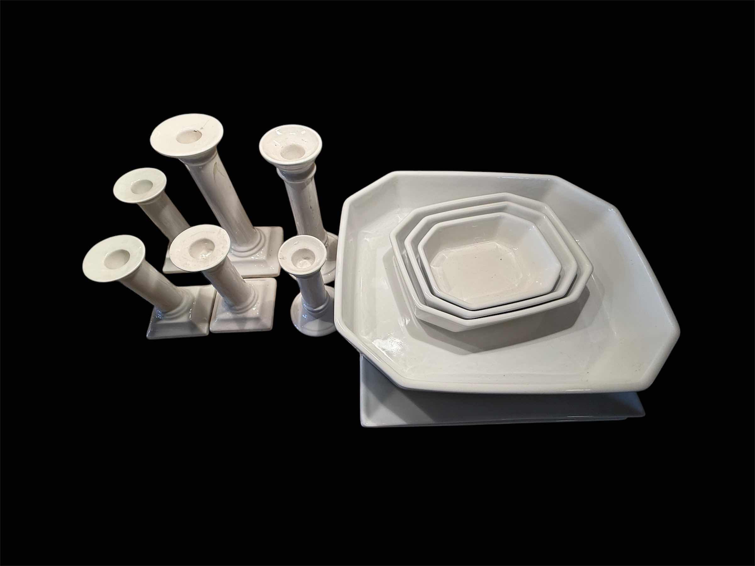 Photo 1 of 12PCS-WHITE PORCELAIN CANDLE HOLDERS & SERVE WARE