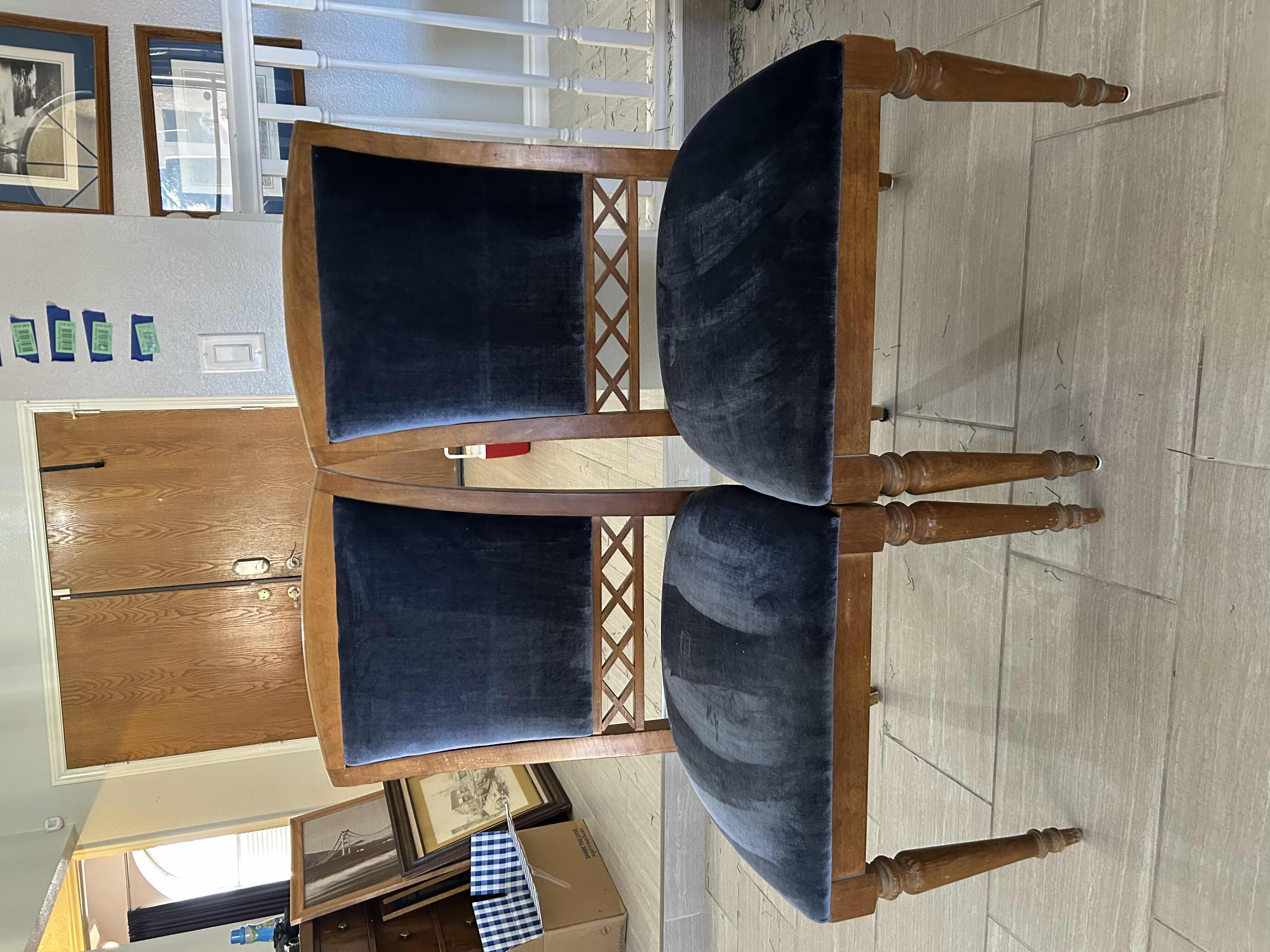 Photo 1 of 2- EMPIRE SIDE CHAIRS W BLUE VELVET FABRIC