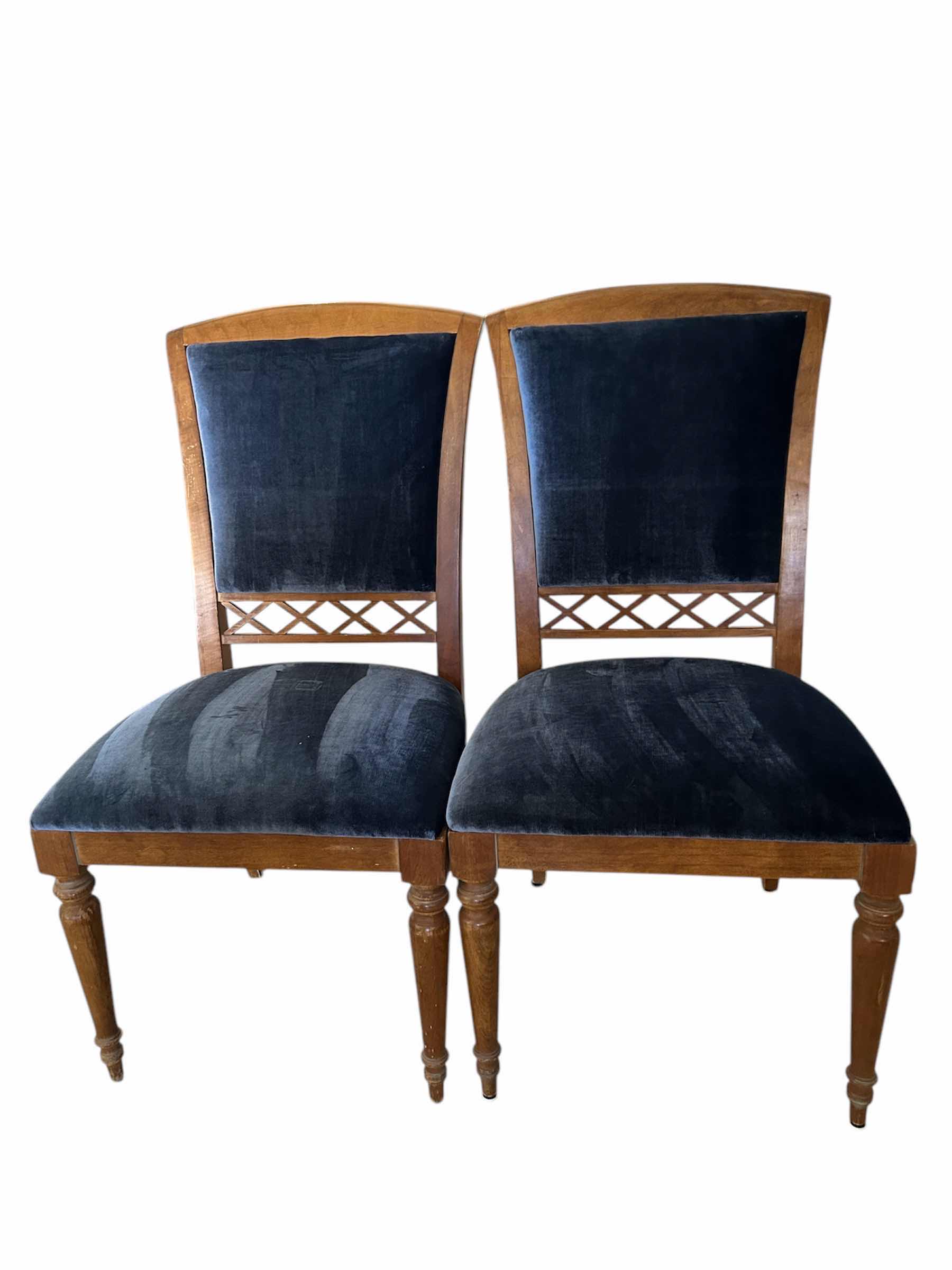 Photo 1 of 2- EMPIRE SIDE CHAIRS W BLUE VELVET FABRIC