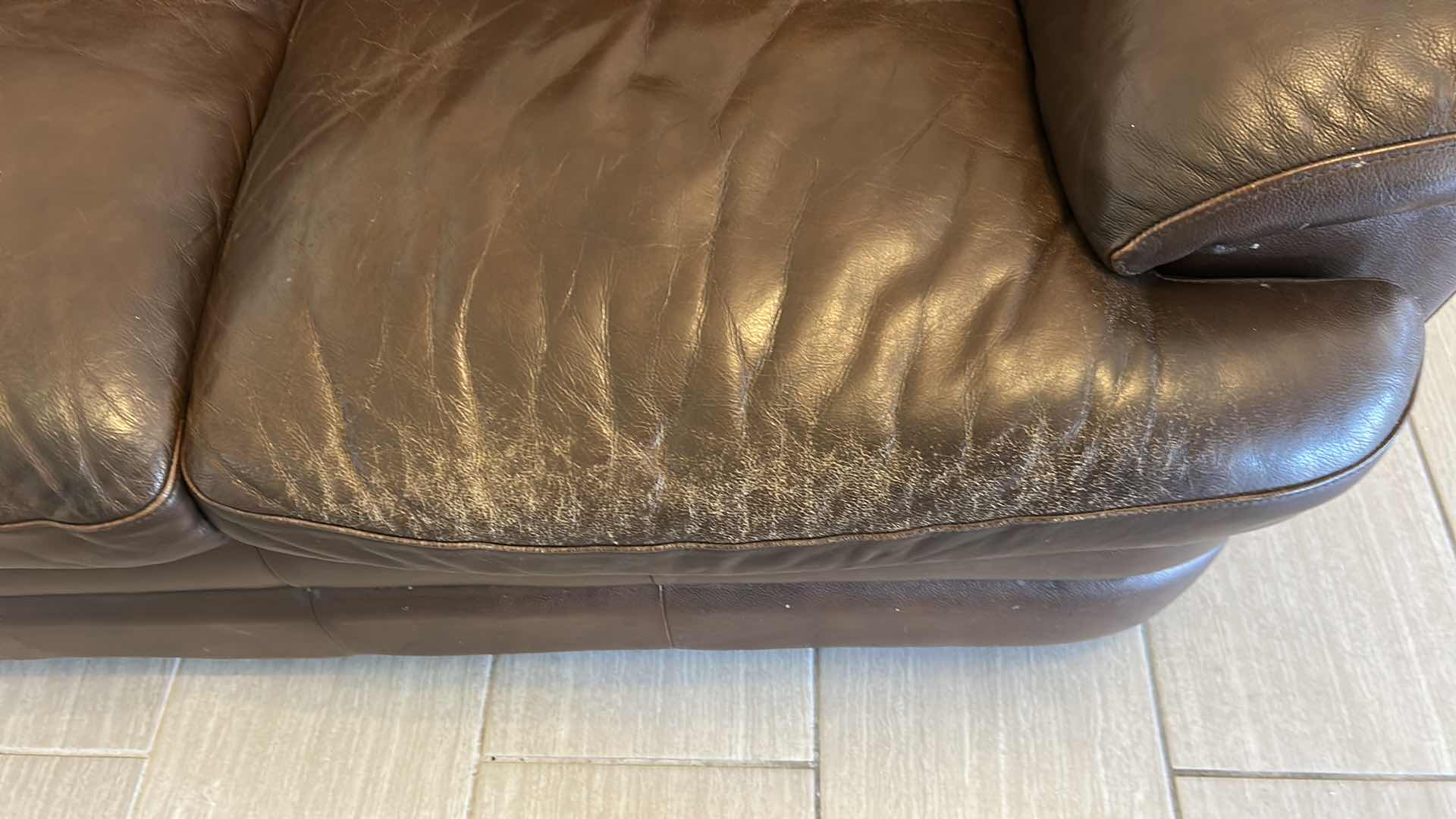 Photo 1 of 8FT BROWN LEATHER SOFA