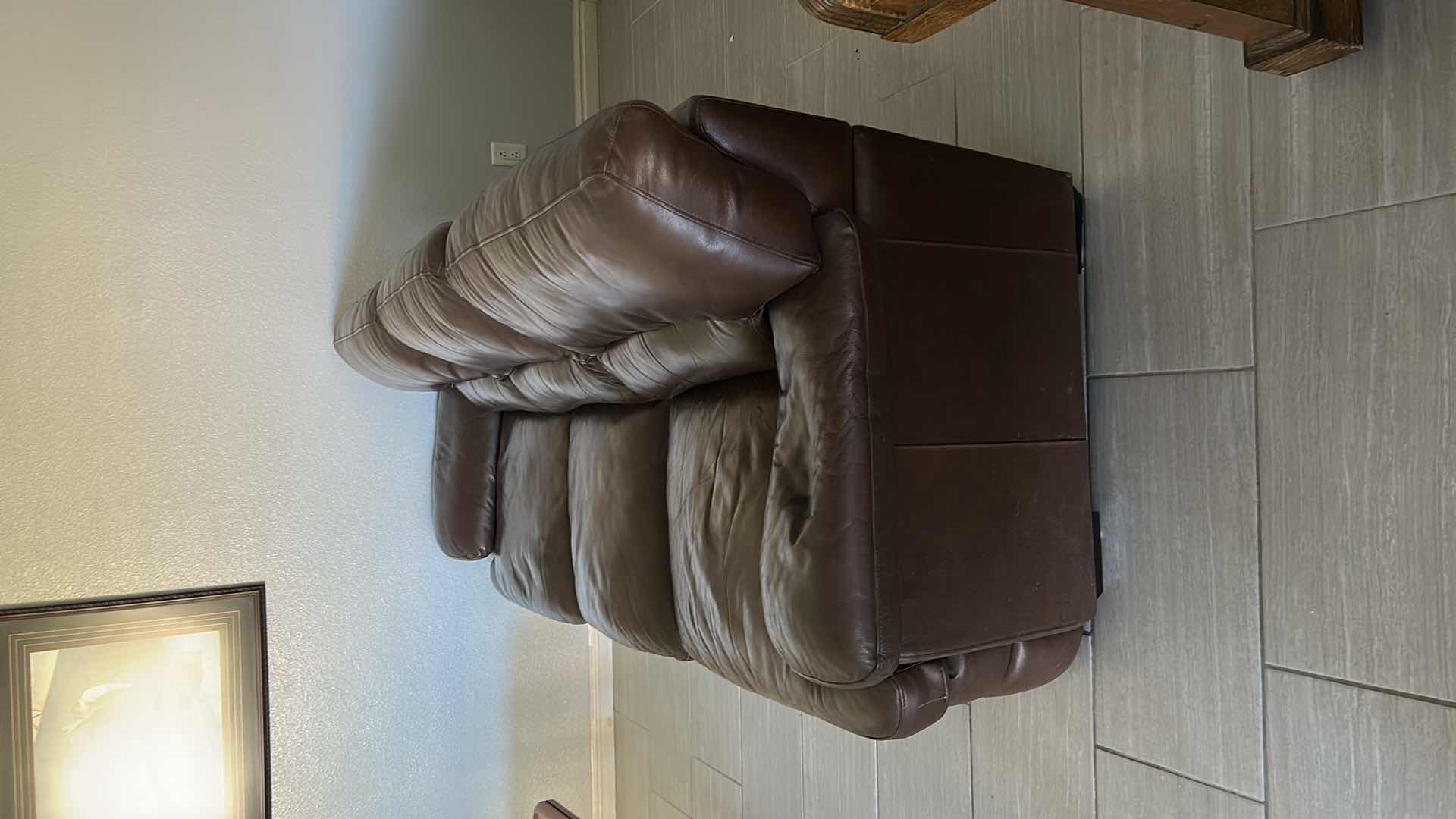 Photo 1 of 8FT BROWN LEATHER SOFA