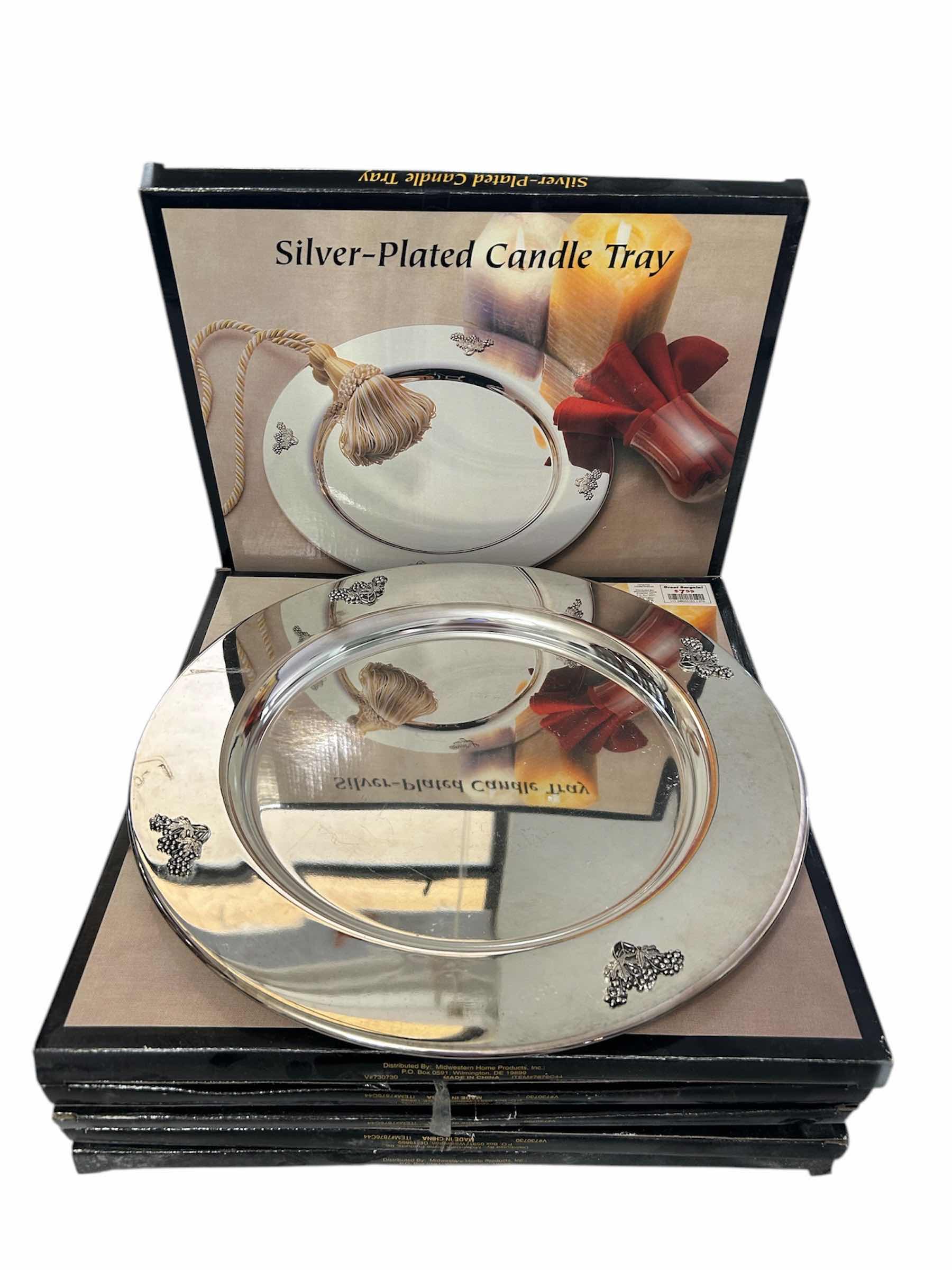 Photo 1 of 6- SILVER PLATED CANDLE TRAY IN BOX