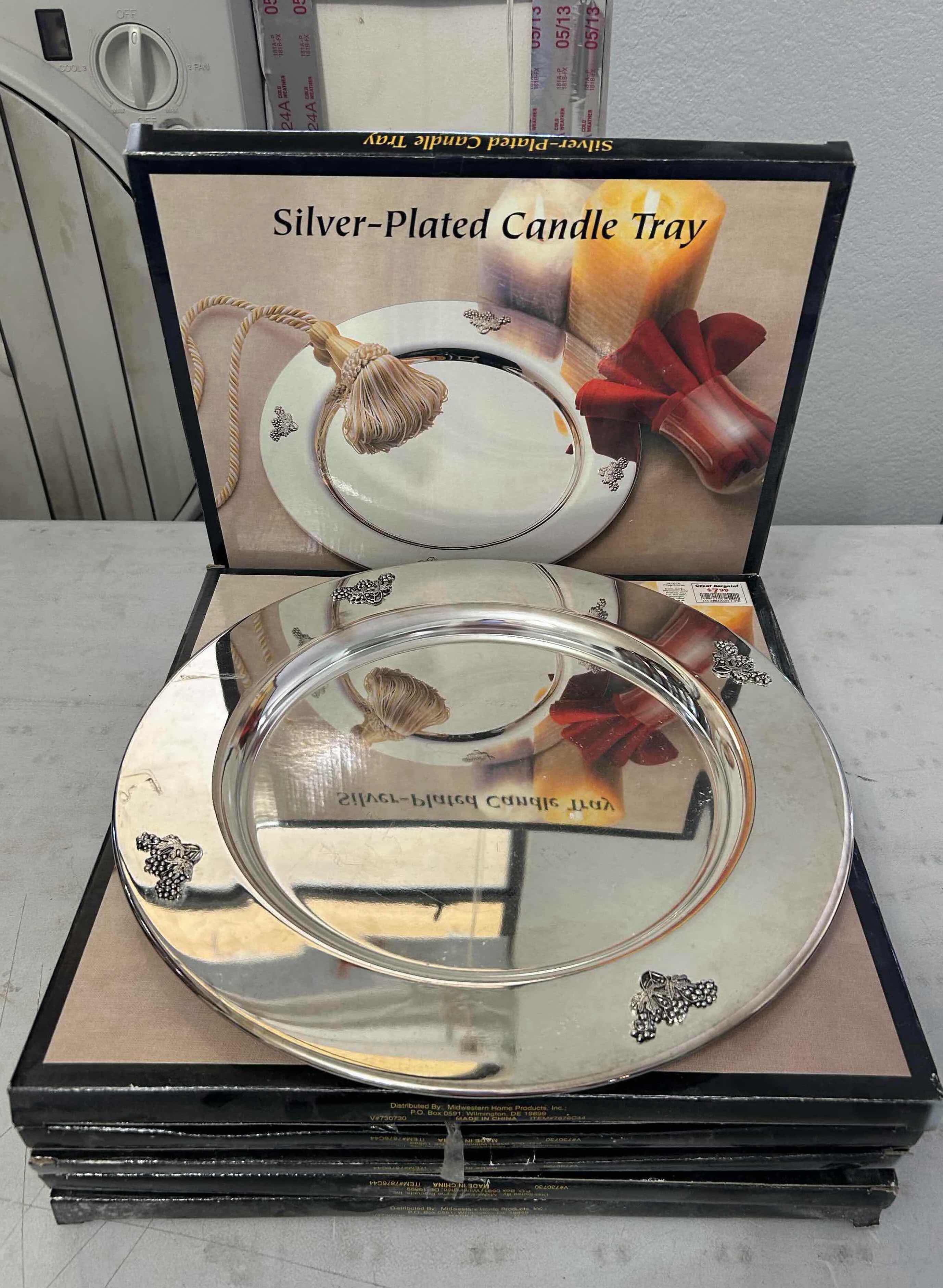 Photo 2 of 6- SILVER PLATED CANDLE TRAY IN BOX