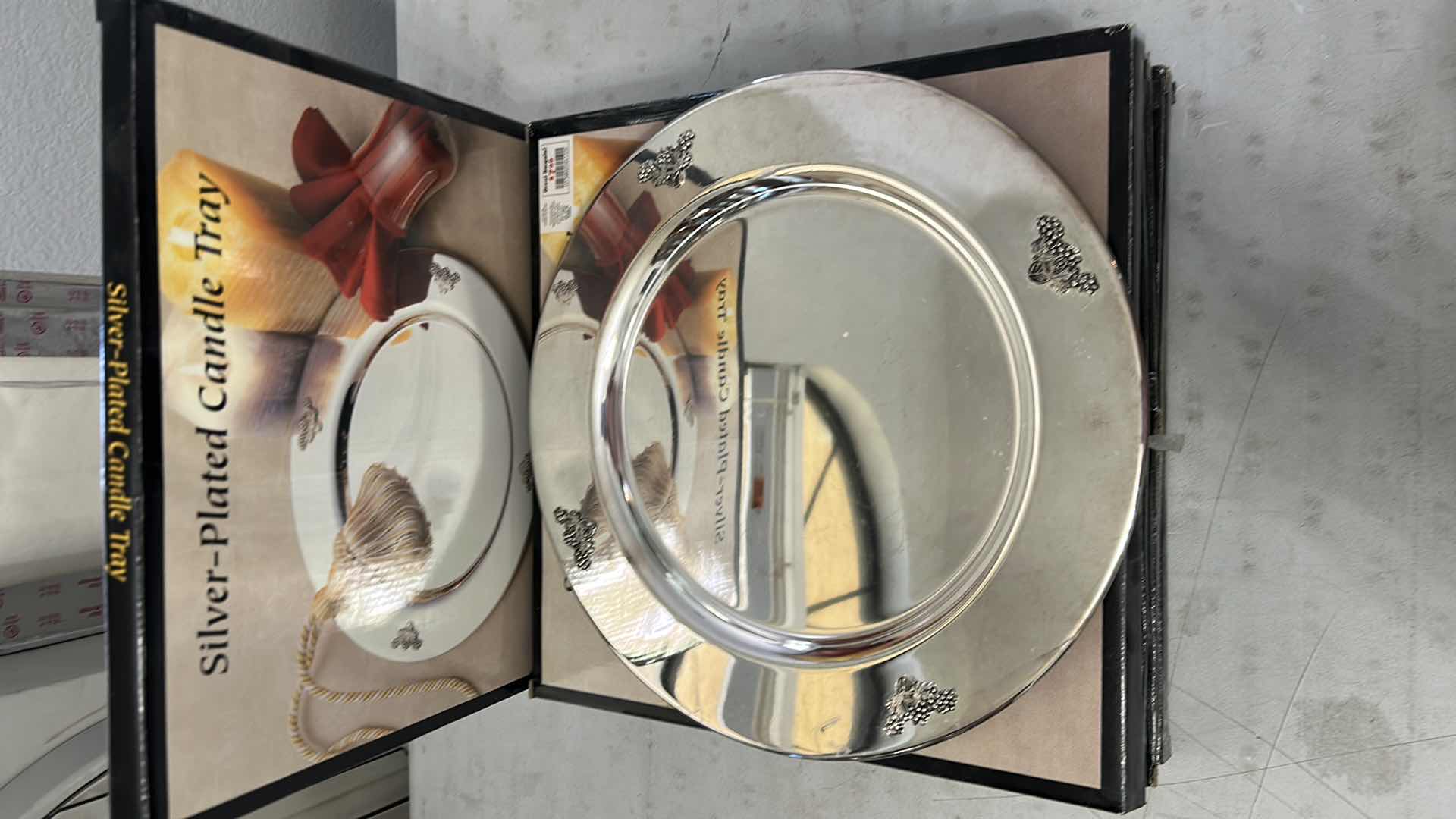 Photo 1 of 6- SILVER PLATED CANDLE TRAY IN BOX