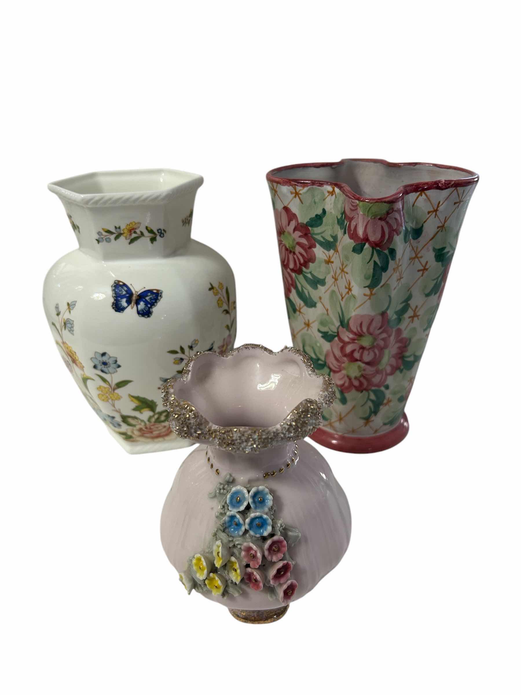 Photo 1 of 3-ASSORTED VASES AYNSLEY CHINA