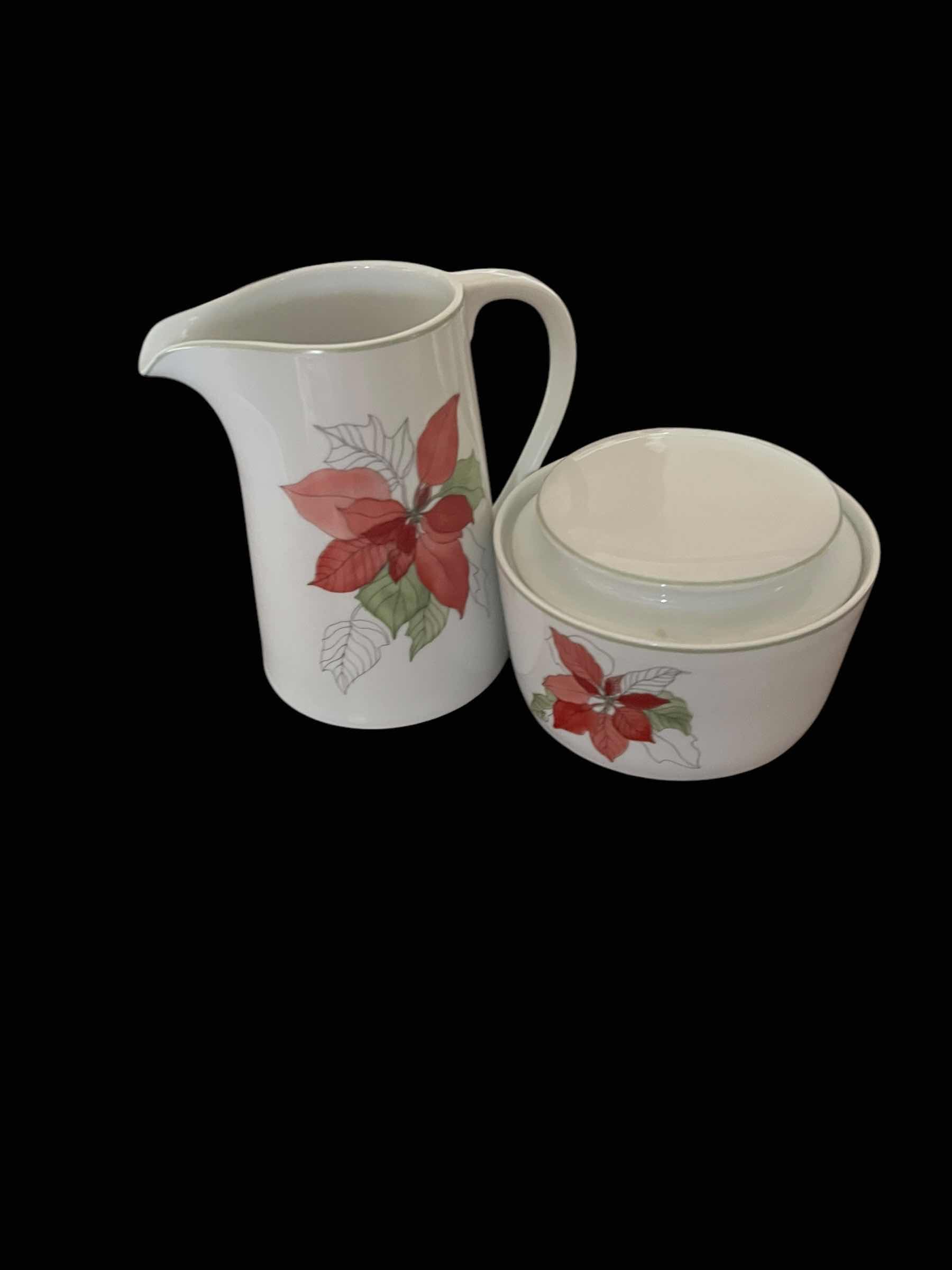 Photo 1 of BLOCK SPAL-PORTUGAL VINTAGE POINSETTIA MARY GOERTZEN CREAM AND SUGAR DISHES. (PART OF SET, SOLD SEPARATLEY)