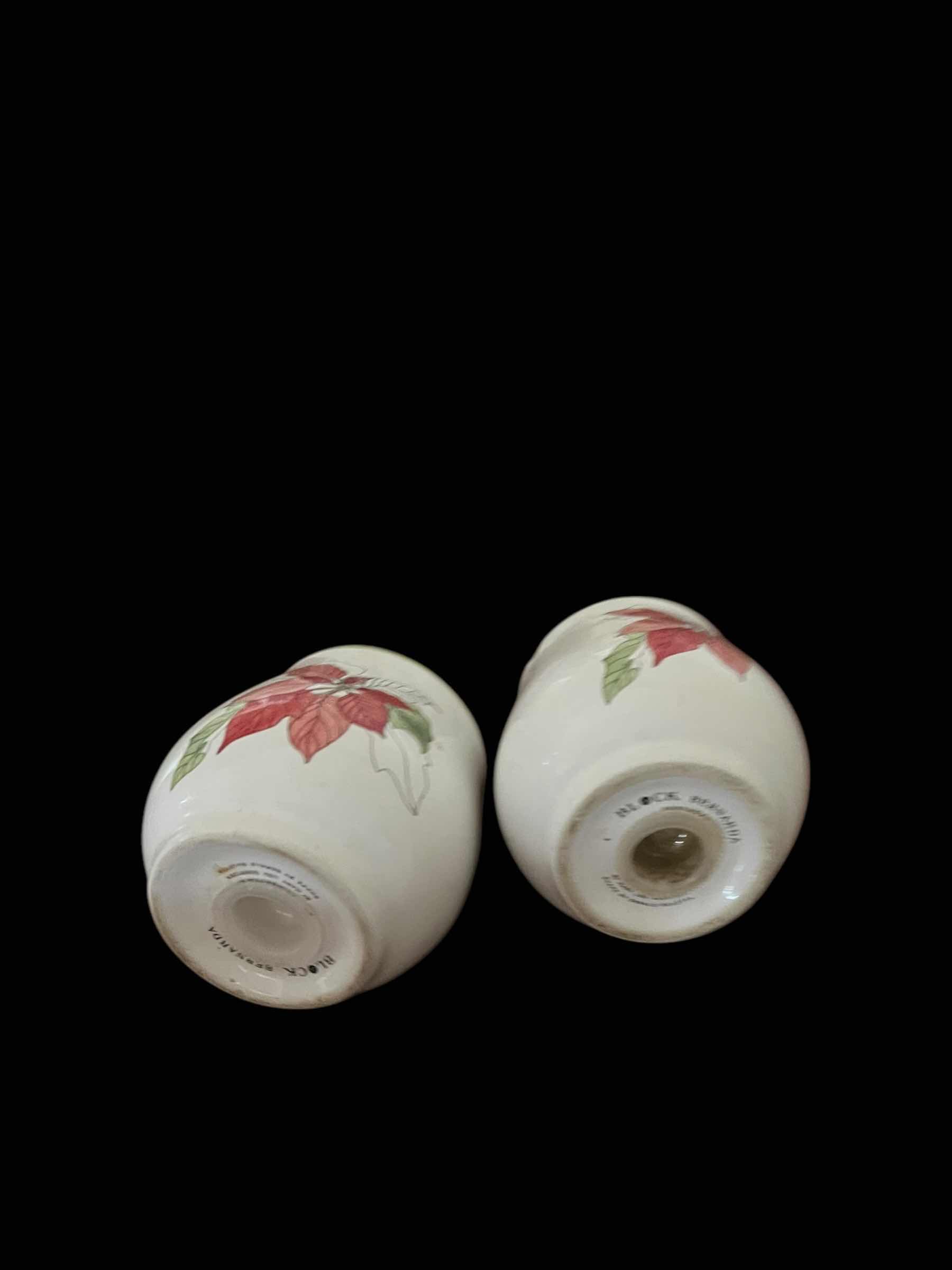 Photo 1 of BLOCK SPAL-PROTUGAL VINTAGE POINSETTIA SALT AND PEPPER SHAKER