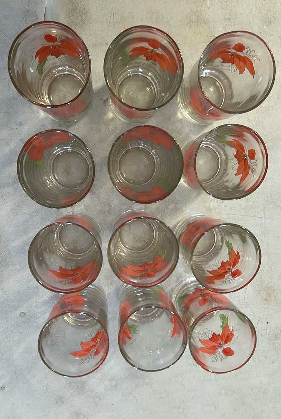 Photo 2 of 12- VINTAGE POINSETTIA MARY LOU GOERTZEN GLASSES