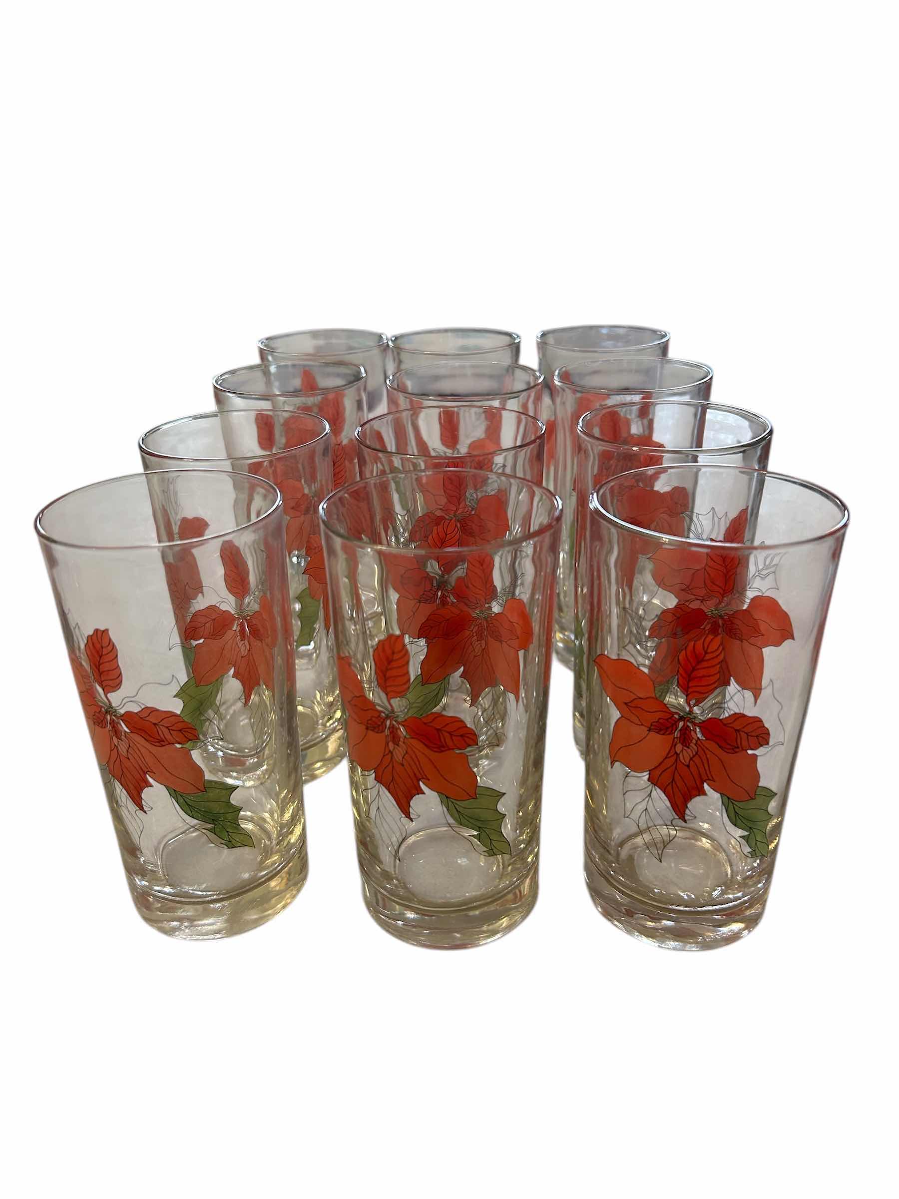 Photo 1 of 12- VINTAGE POINSETTIA MARY LOU GOERTZEN GLASSES