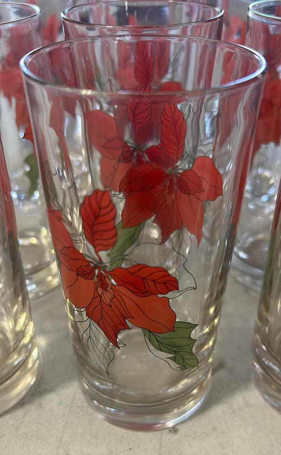Photo 3 of 12- VINTAGE POINSETTIA MARY LOU GOERTZEN GLASSES