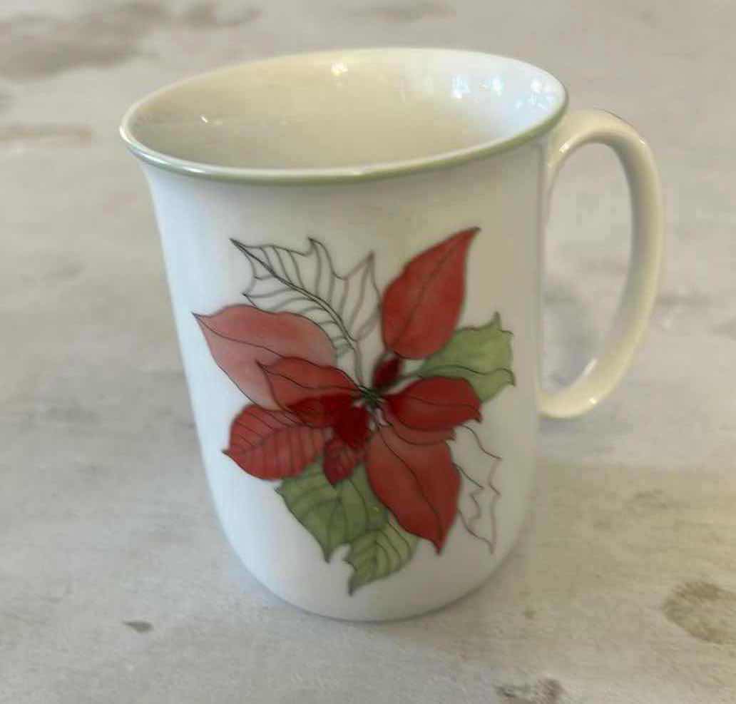 Photo 1 of 4- BLOCK SPAL-PORTUGAL-VINTAGE POINSETTIA MARY GOERTZEN MUGS-PART OF SET OF 12