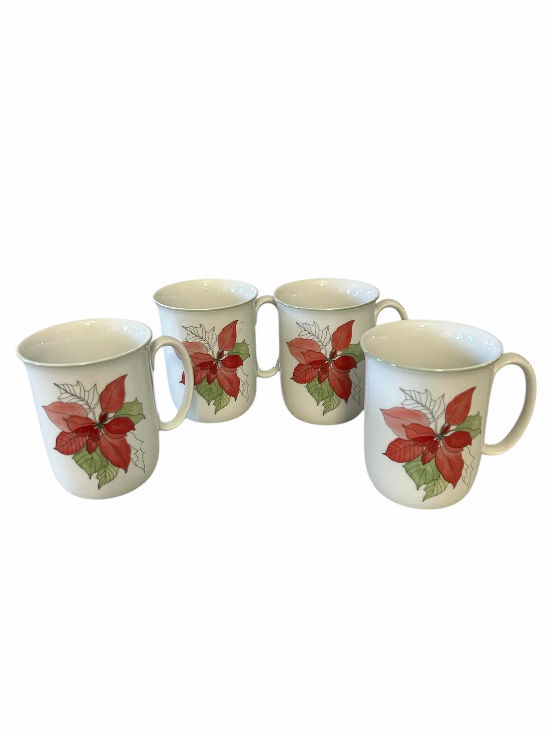 Photo 1 of 4- BLOCK SPAL-PORTUGAL-VINTAGE POINSETTIA MARY GOERTZEN MUGS-PART OF SET OF 12