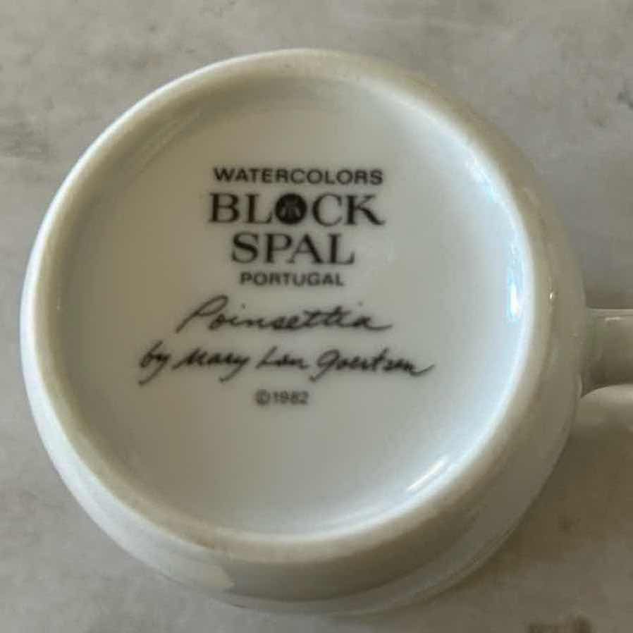 Photo 1 of 4-BLOCK SPAL- VINTAGE POINSETTIA MARY GOERTZEN MUGS-PART OF SET (SOLD SEPARATELY)