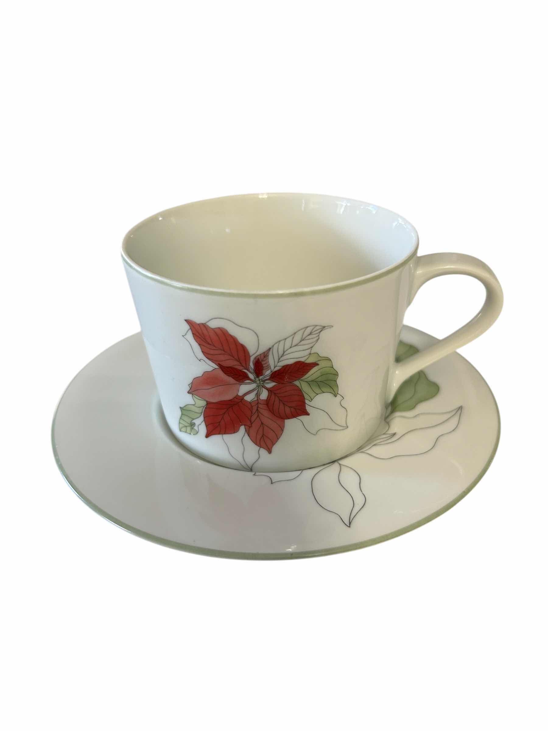 Photo 1 of 4-BLOCK SPAL-PORTUGAL-VINTAGE POINSETTIA MARY GOERTZEN CUP AND SAUCER-PART OF SET(SOLD SEPARATELY).