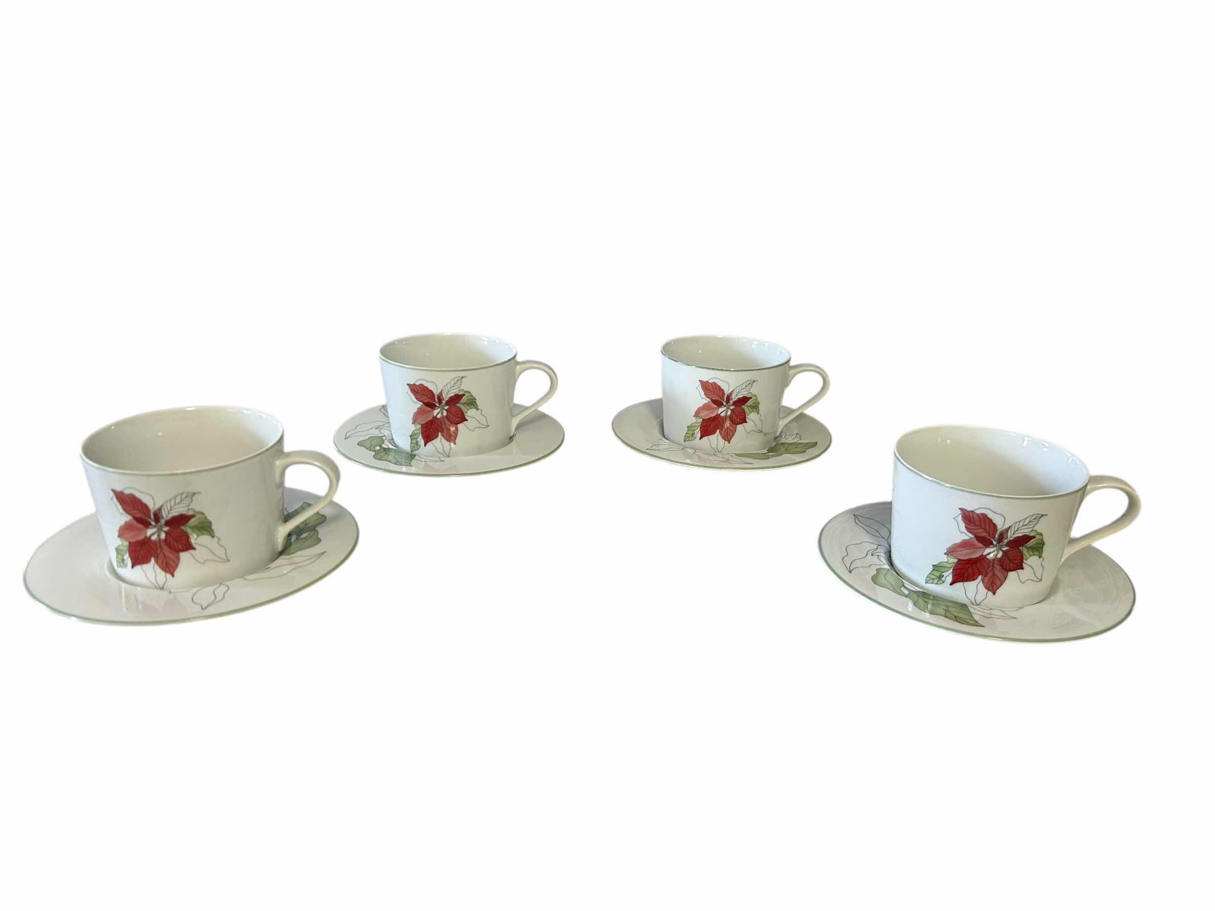 Photo 1 of 4-BLOCK SPAL-PORTUGAL-VINTAGE POINSETTIA MARY GOERTZEN CUP AND SAUCER-PART OF SET(SOLD SEPARATELY).