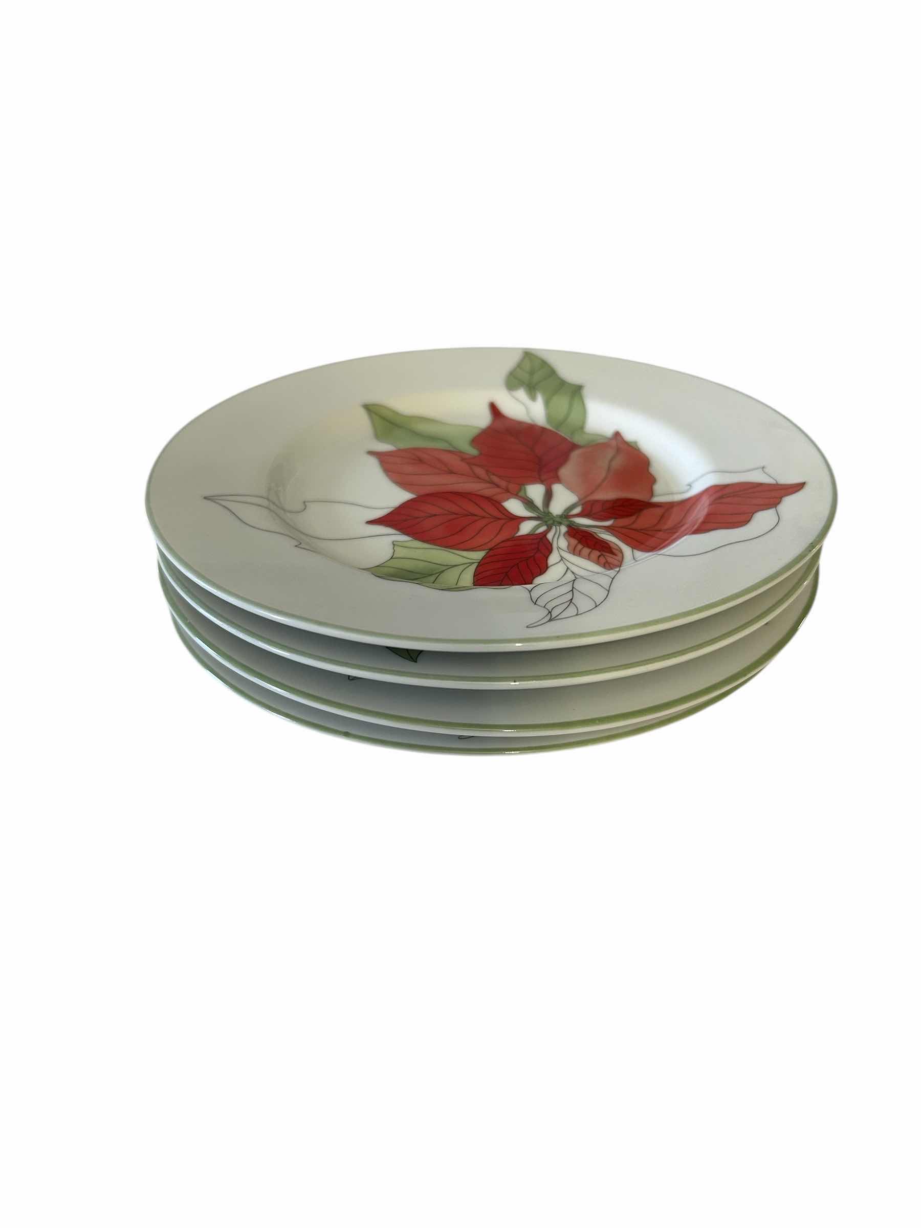 Photo 1 of 4-BLOCK SPAL-VINTAGE POINSETTIA MARY GOERTZEN DESSERT PLATES-PART OF SET (SOLD SEPARATELY)