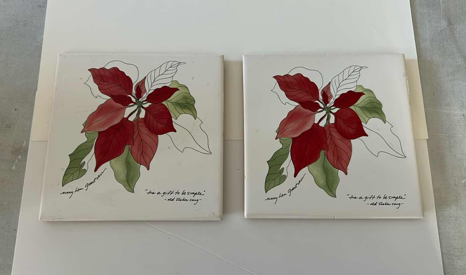 Photo 1 of 2-BLOCK SPAL-PROTUGAL-HOT PLATES-VINTAGE POINSETTIA MARY GOERTZEN.PART OF DISHES SET.