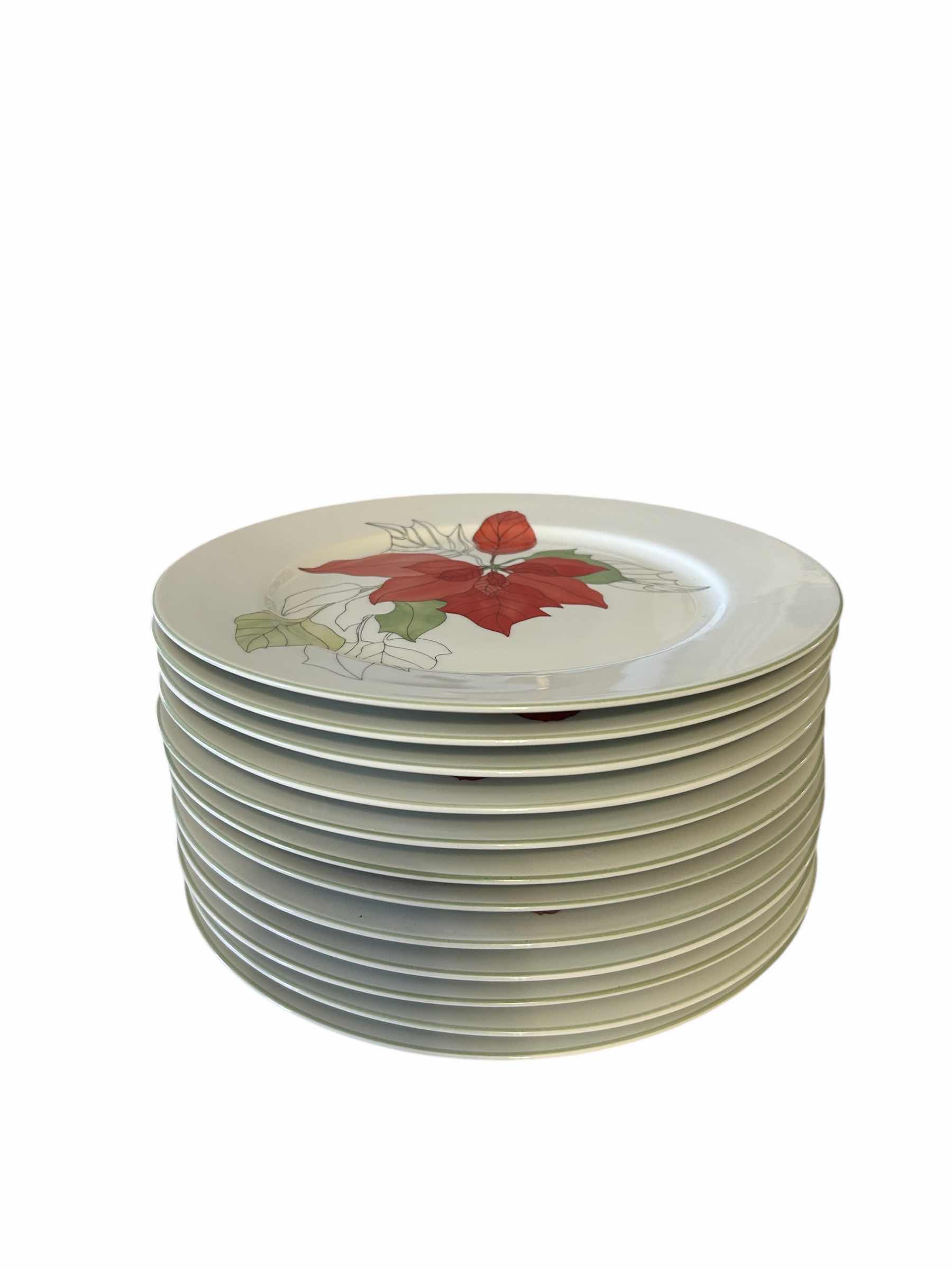 Photo 1 of 6- BLOCK SPAL-PORTUGAL-VINTAGE POINSETTIA MARY GOERTZEN DINNER PLATES-PART OF SET (SOLD SEPARATELY)