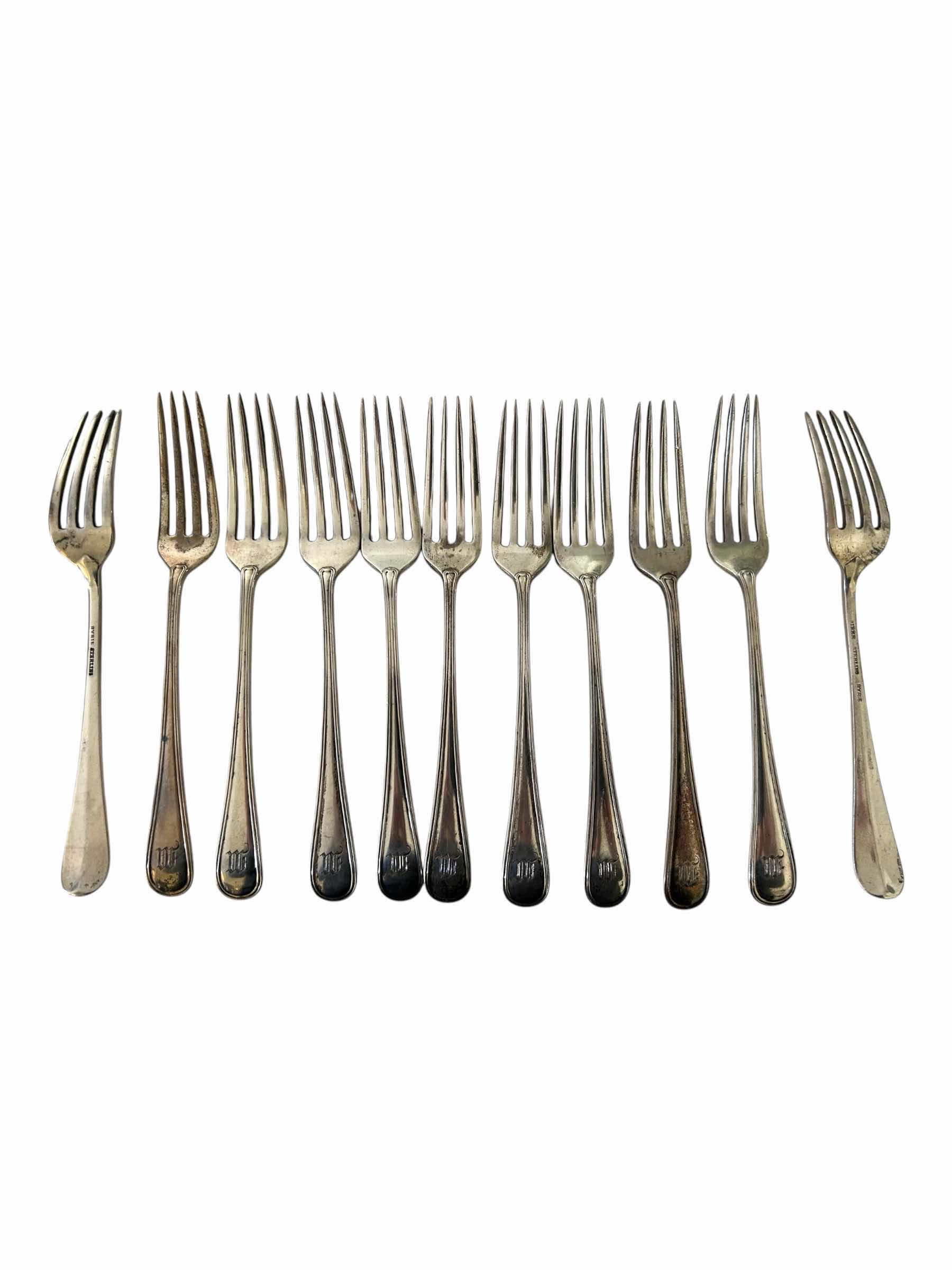 Photo 1 of 11-VINTAGE RYRIE STERLING SLIVER FORKS-SILVERWARE