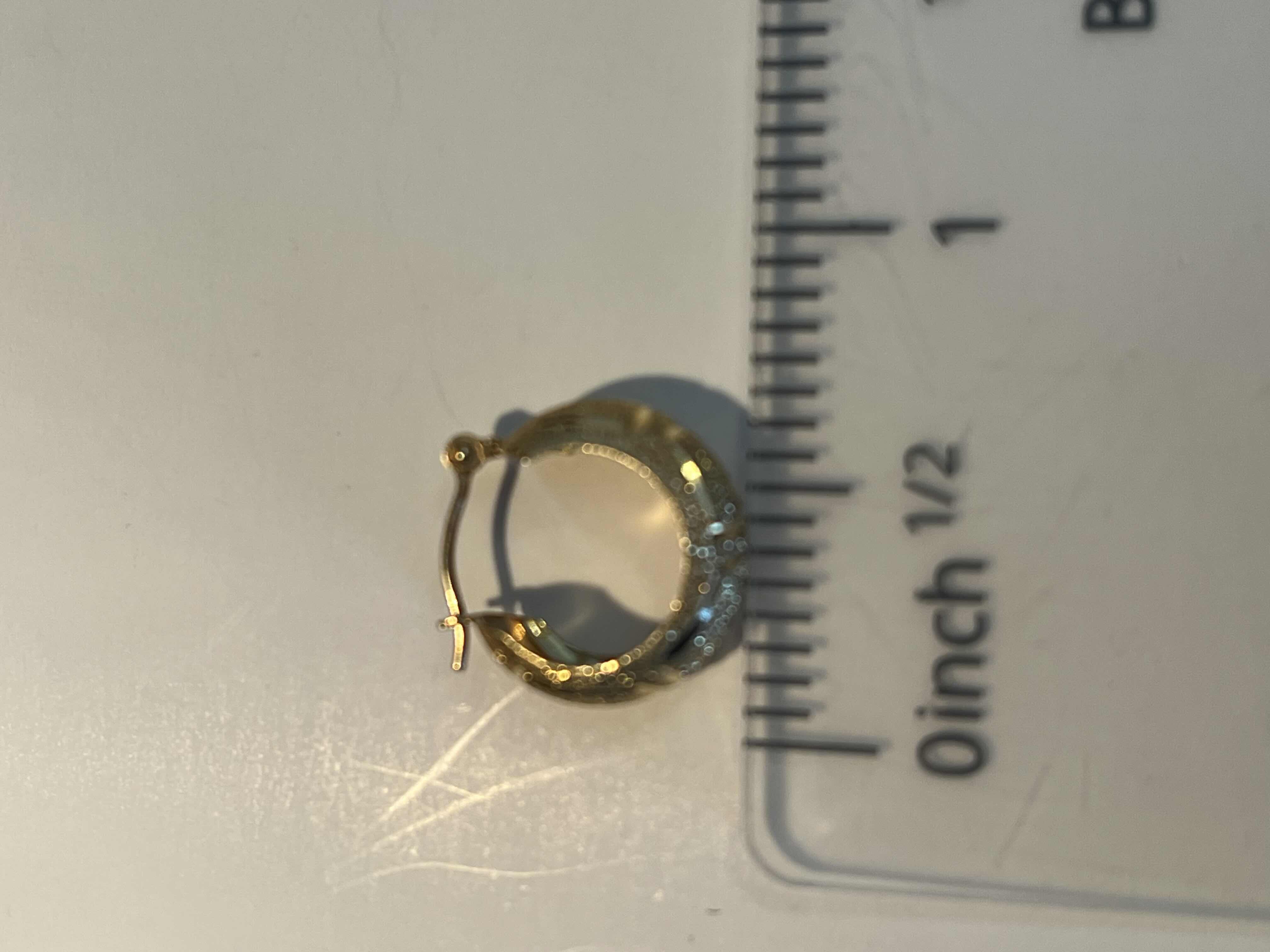 Photo 1 of 14K GOLD GREEK KEY HOOP EARRINGS