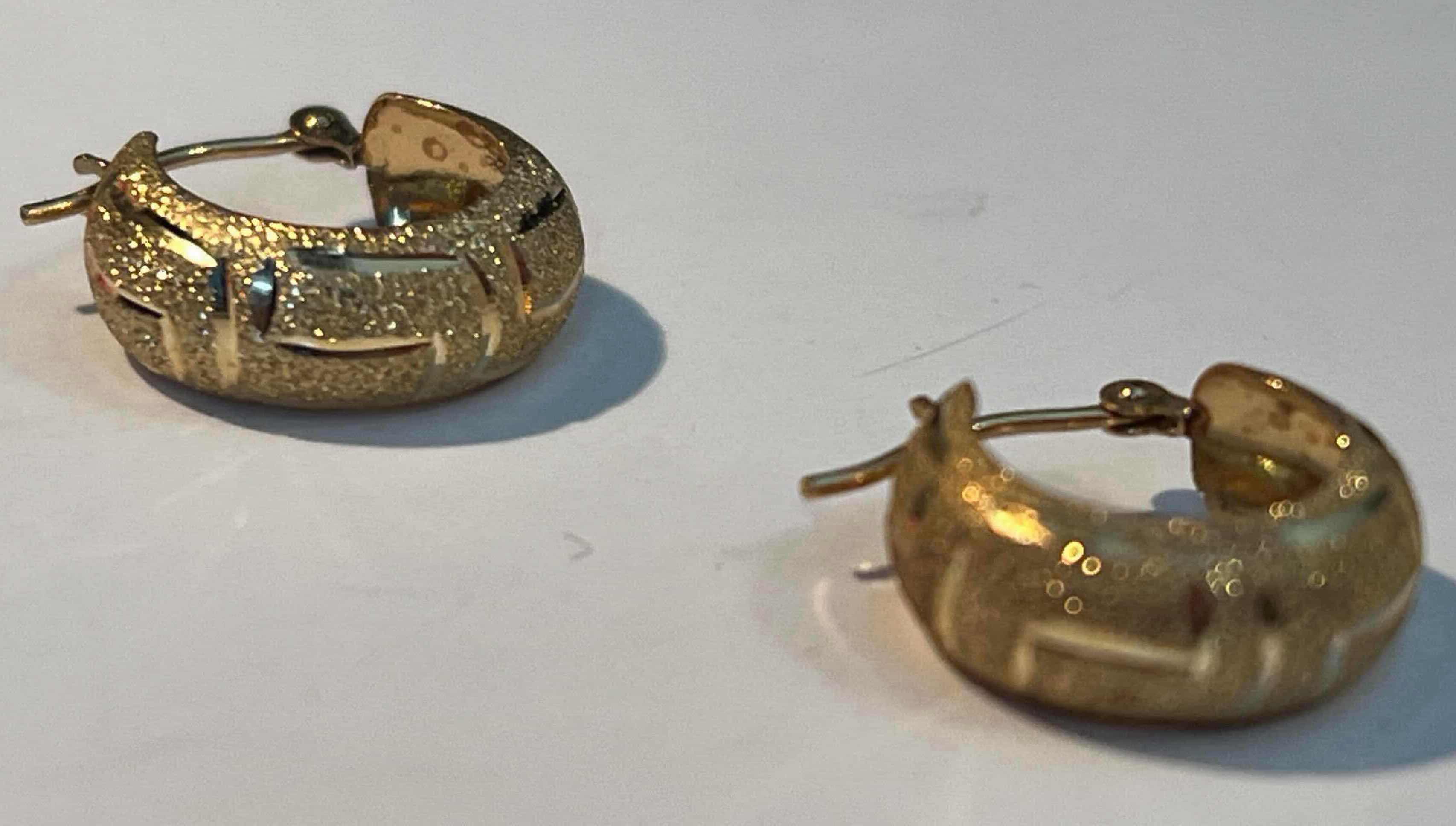 Photo 1 of 14K GOLD GREEK KEY HOOP EARRINGS