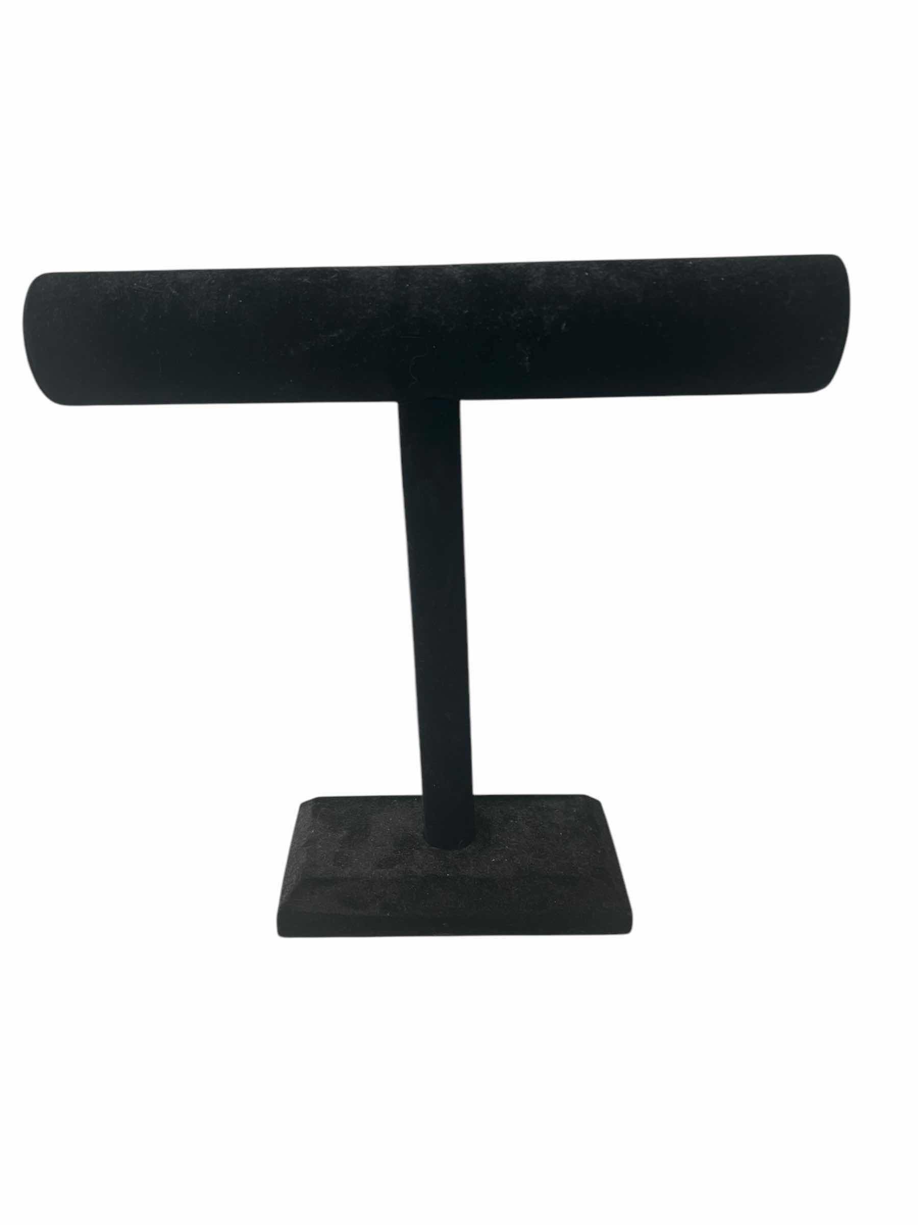 Photo 1 of CONTENTS OF VARIOUS BLACK FELT JEWELRY STANDS-BRACELET TREE, NECKLACE BUST EARRING TREES.