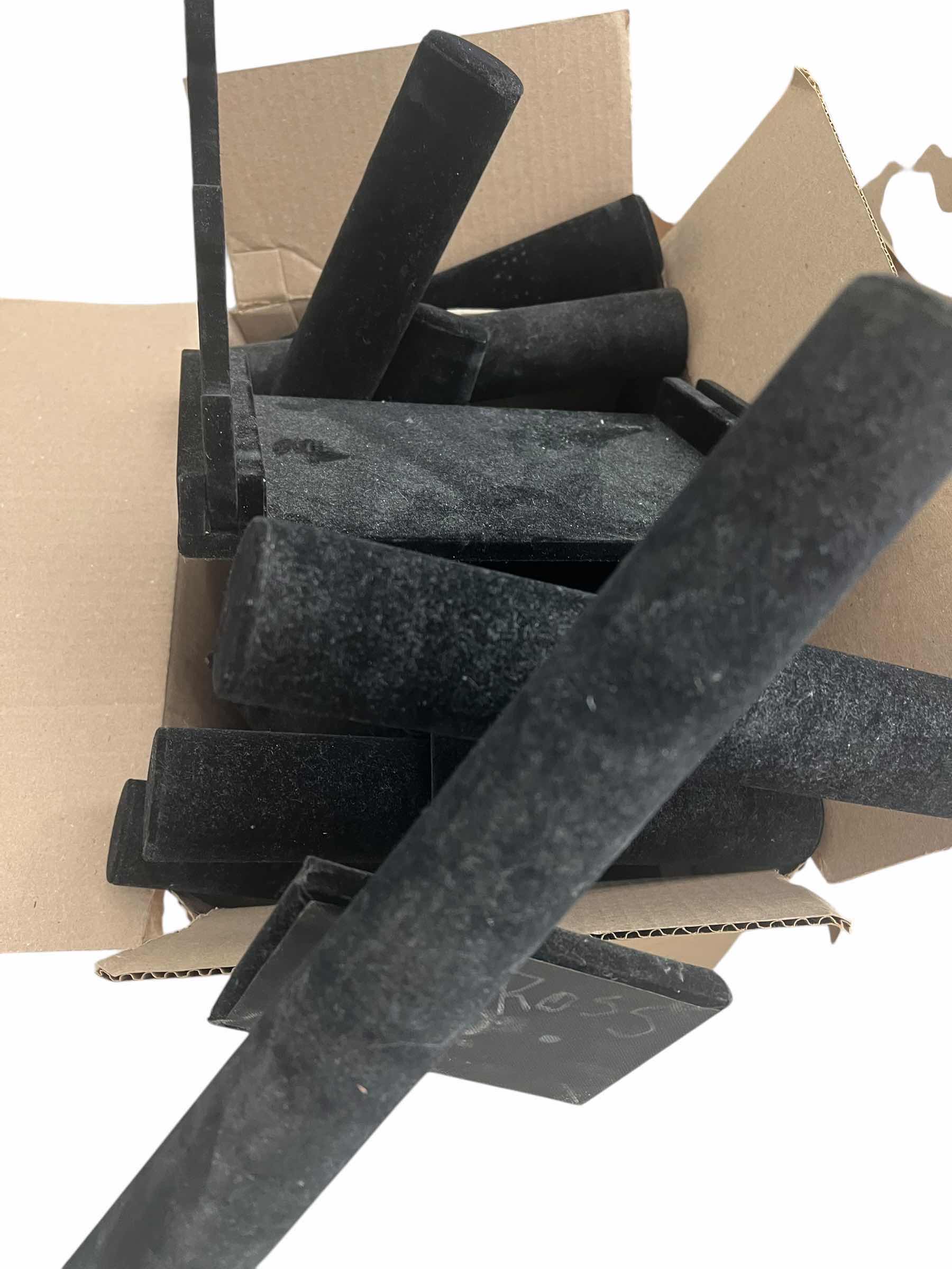 Photo 1 of CONTENTS OF BOX-VARIOUS BLACK FELT JEWELRY STANDS-BRACELET TREE, NECKLACE BUST EARRING TREES.