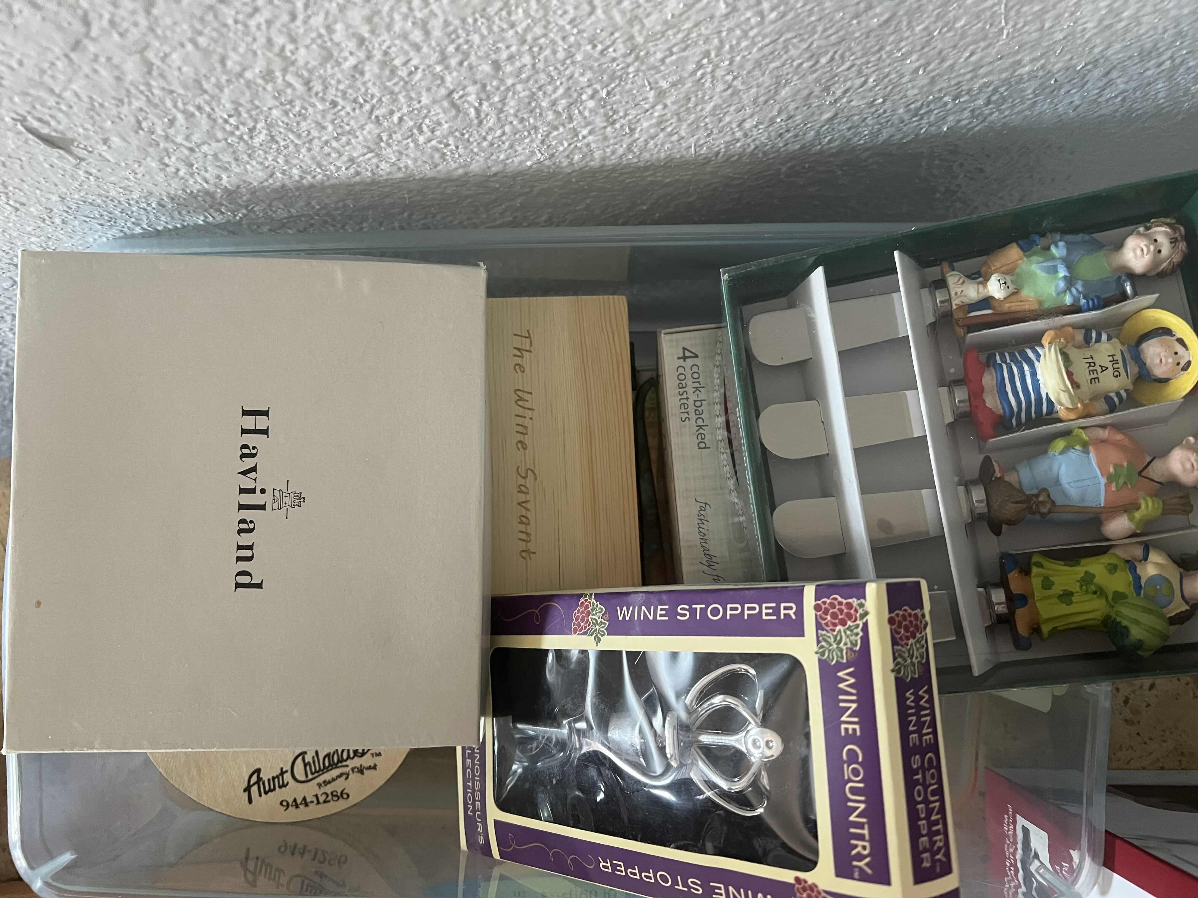 Photo 1 of CONTENTS OF BOX. WINE AND CHEESE ACCESSORIES.