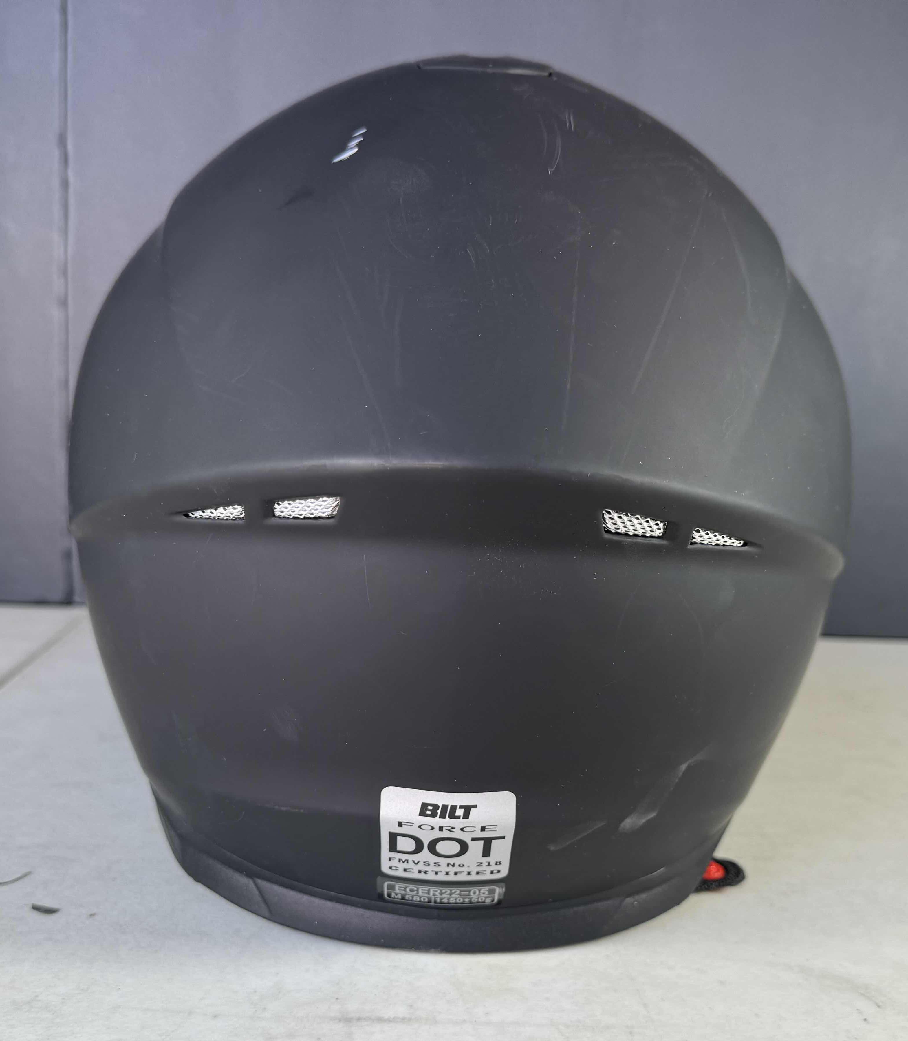 Photo 1 of BILT MATTE BLACK MOTORCYCLE HELMET WITH COVER SIZE MEDIUM
