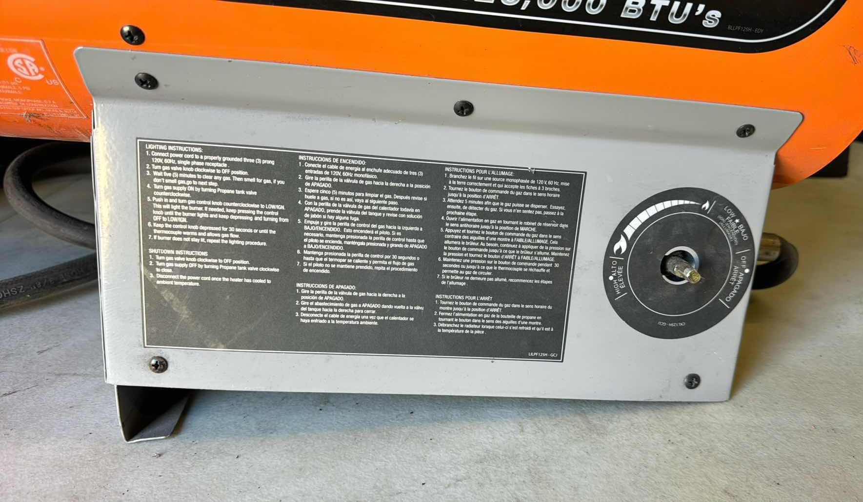 Photo 1 of DYNA-GLOBAL PRO PROPANE HEATER WITH EMPTY PROPANE TANK (SEE NOTES)
