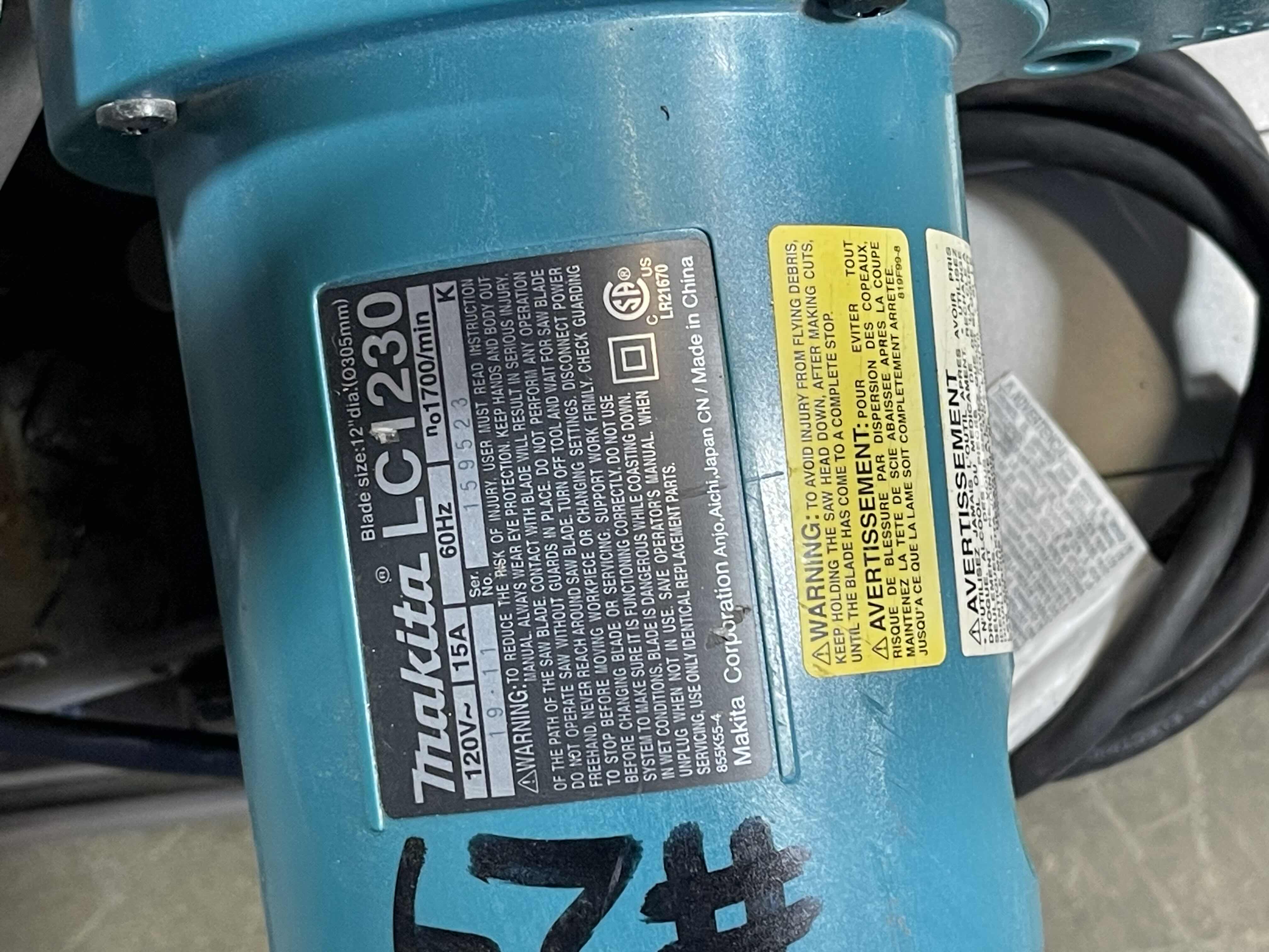 Photo 1 of MAKITA 12” METAL CUTTING CHOP SAW MODEL LC1230 - NO BLADES