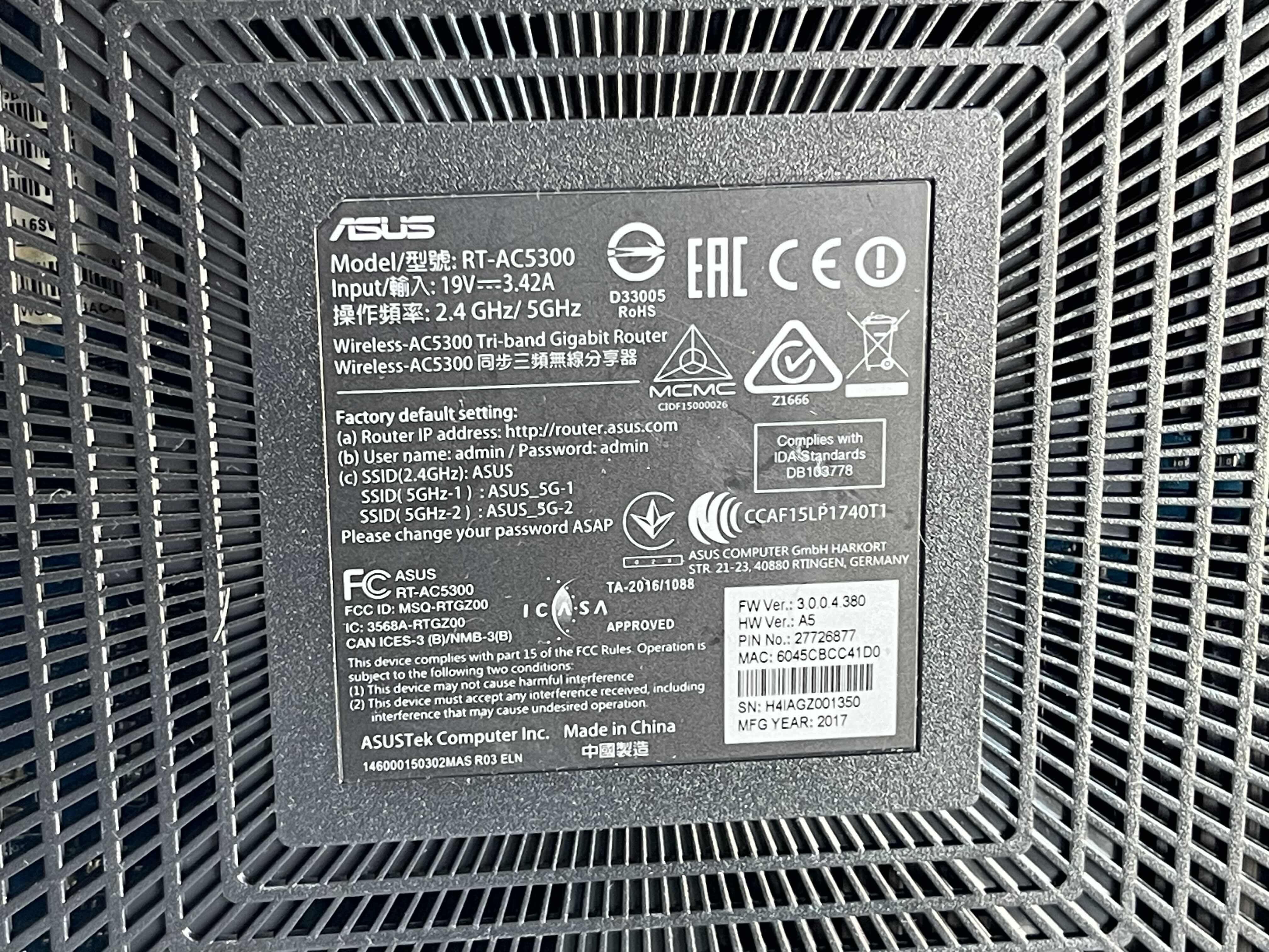 Photo 1 of ASUS ROUTER MODEL RT-AC5300 (MISSING POWER CORD)