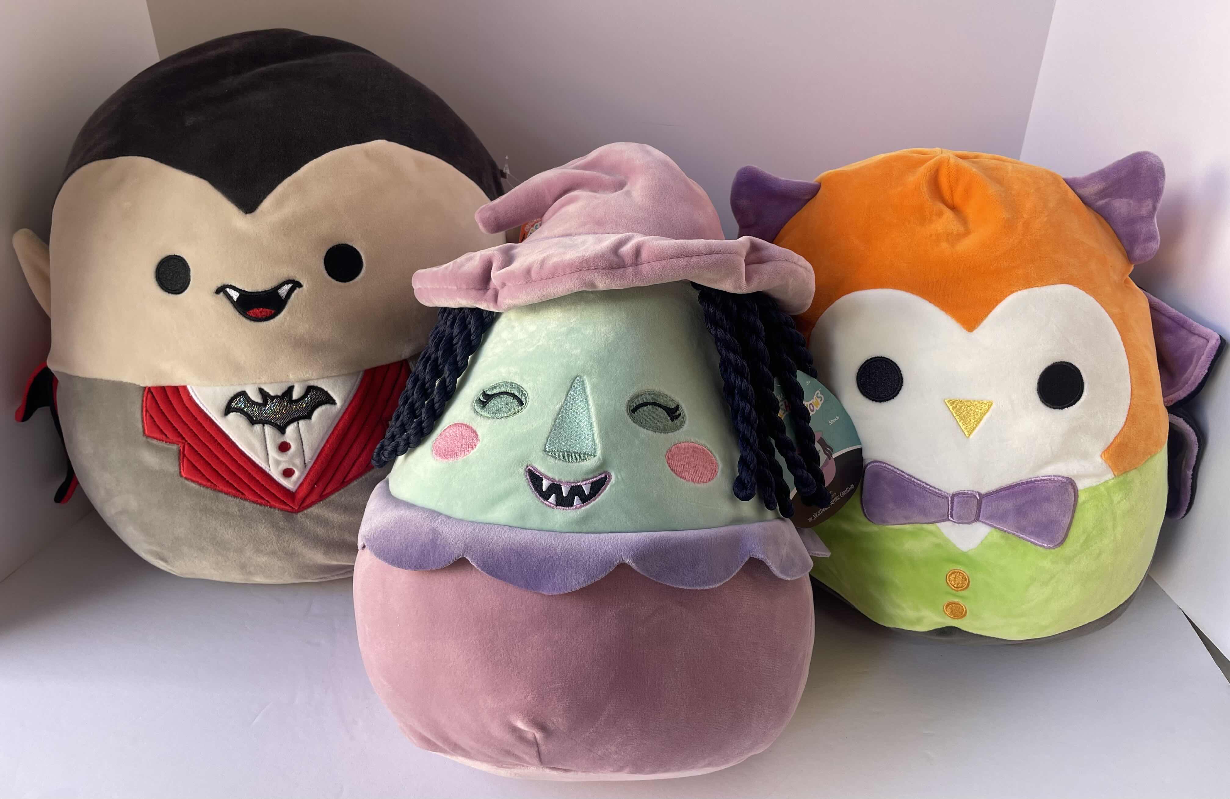 Photo 1 of HALLOWEEN SQUISHMALLOW VLAD H12”, THE NIGHTMARE BEFORE CHRISTMAS SHOCK H10” & FLIPAMALLOW JOHAN & ELLETTE H12” NWT
