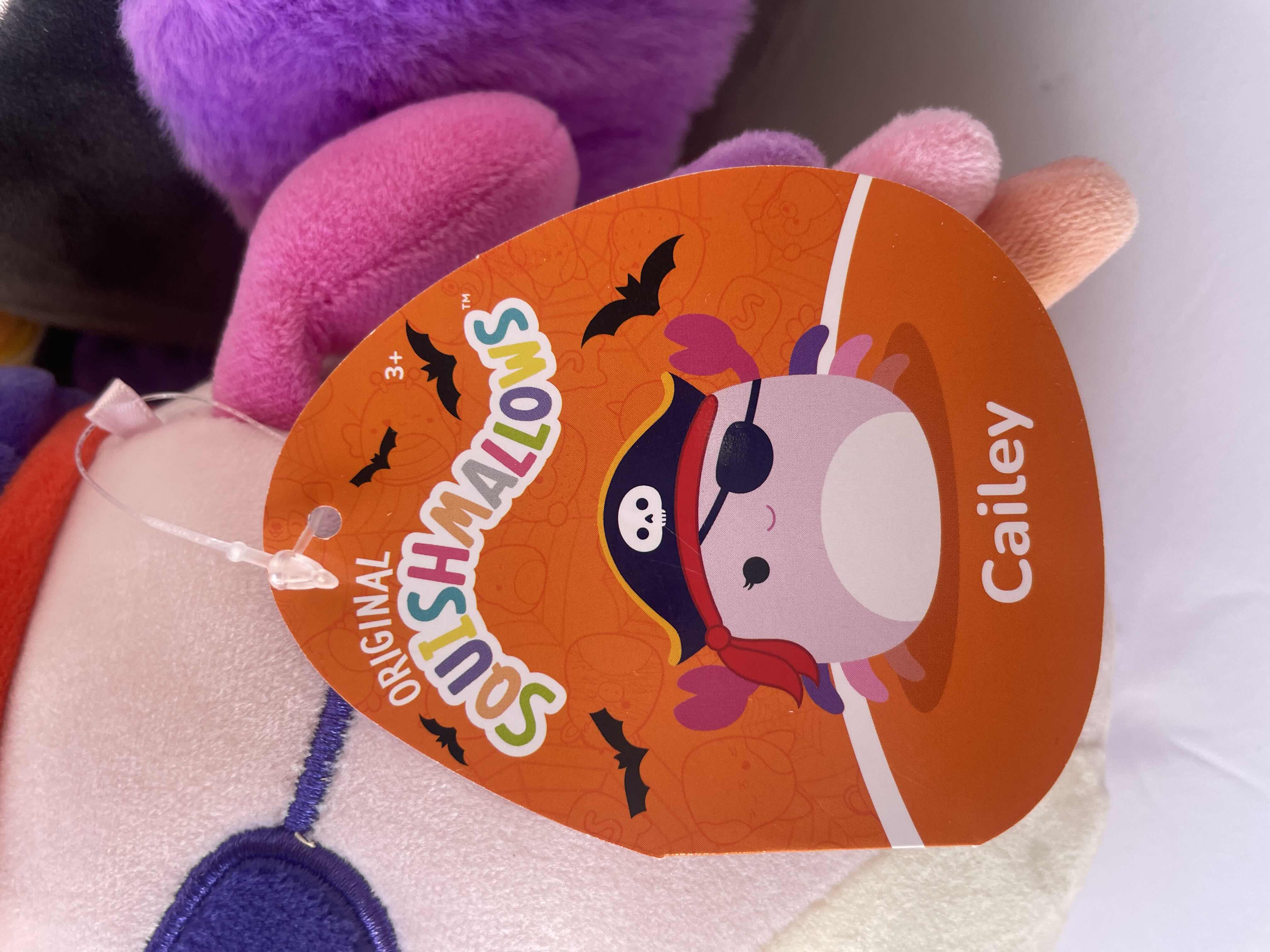 Photo 1 of HALLOWEEN SQUISHMALLOWS CAILEY H8”, DENT H8”, HANS H12” & ORIGINAL SQUISHMALLOWS TREAT PAIL BELLA H10” - TOTAL (4) NWT