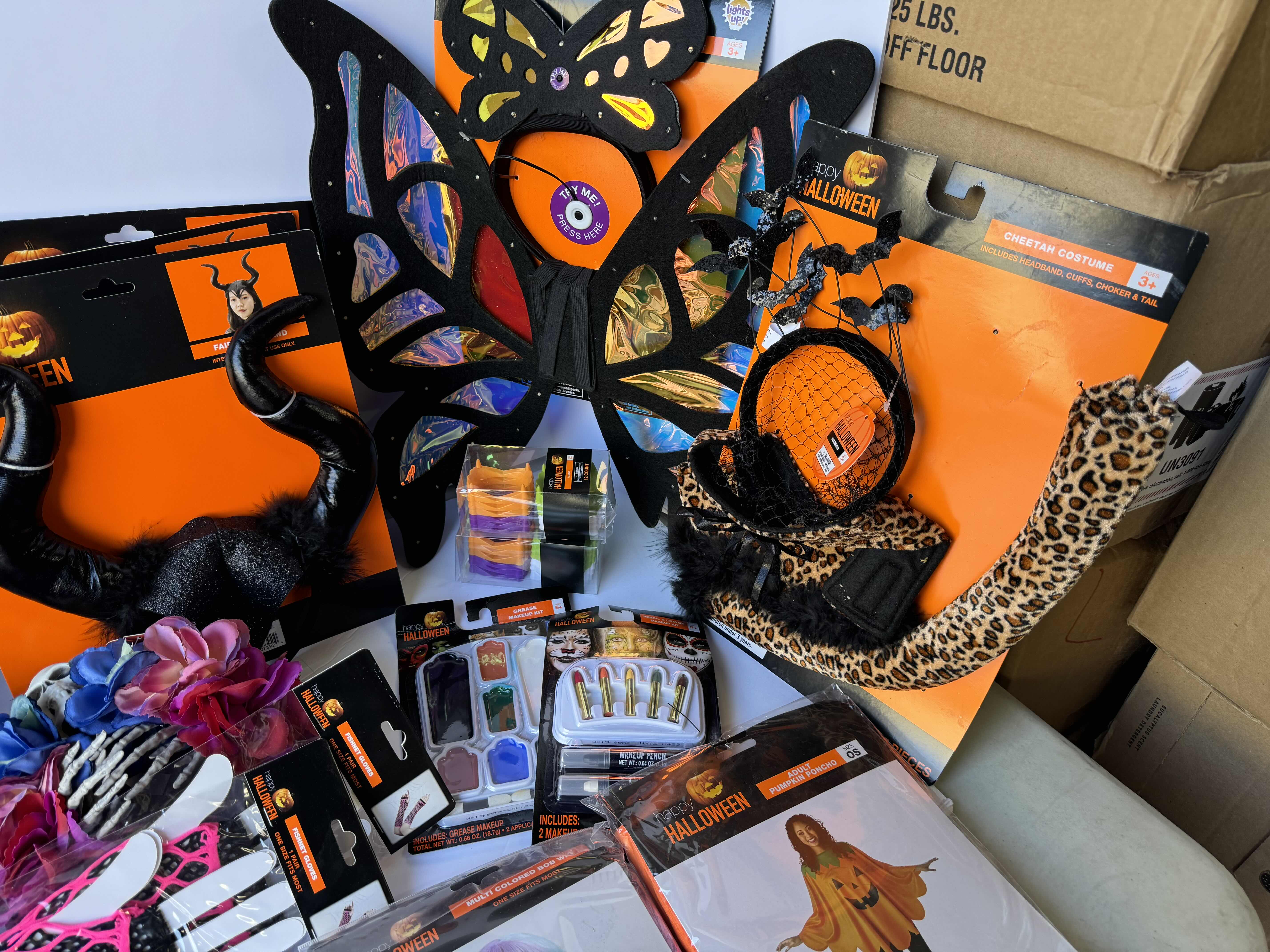 Photo 1 of HALLOWEEN COSTUMES, MASKS, HEADBANDS, WIGS & MAKE UP - LARGE ASSORTED LOT