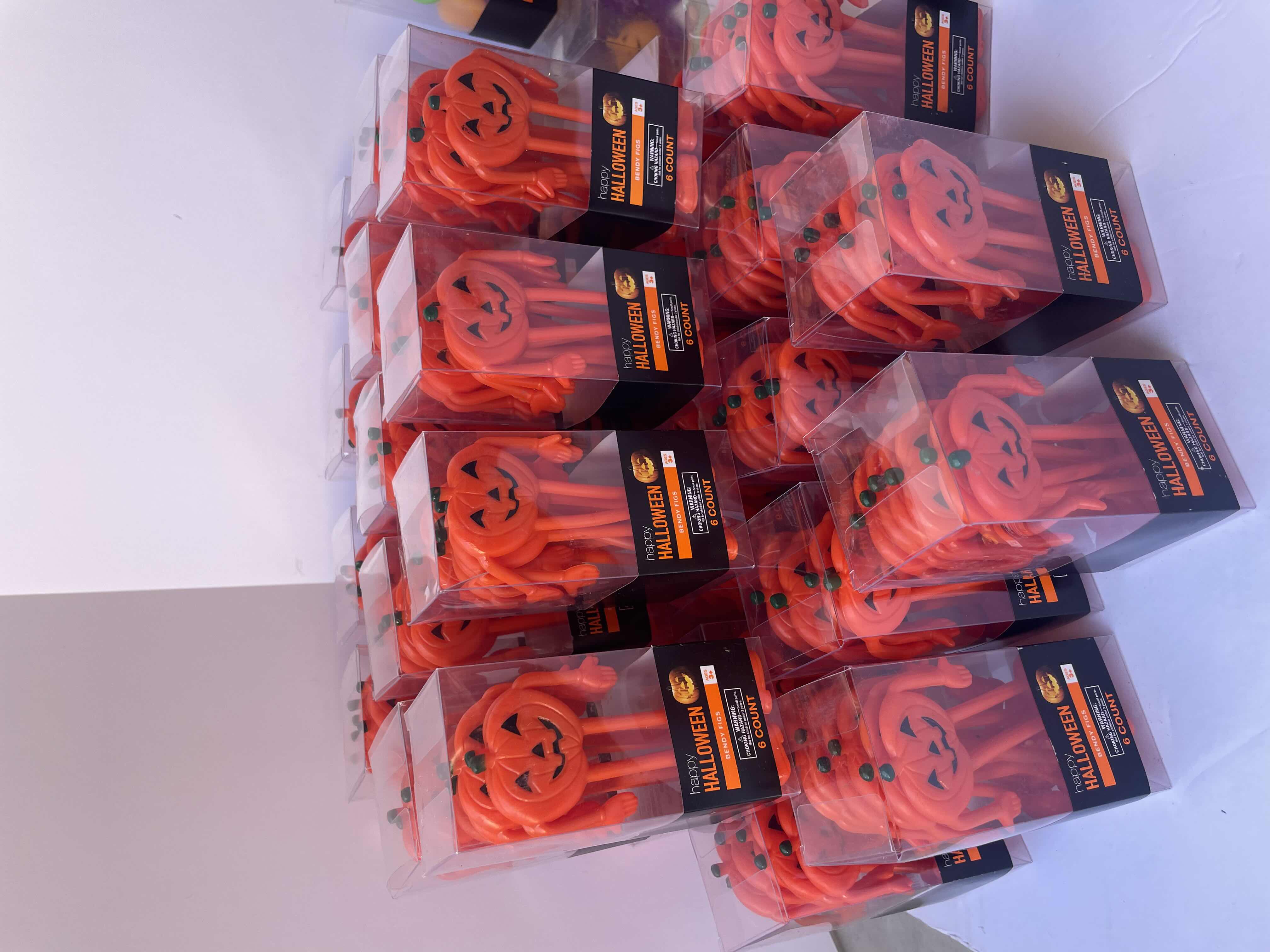 View 2 of HAPPY HALLOWEEN MINIS LARGE ASSORTMENT - PUMPKIN BENDY FIGS (36), TOY FANGS (23), CHARACTER SQUISH TOY (8), STRETCHY PALS TOY (2) & FINGER PUPPETS (2) - TOTAL 71 BOXES