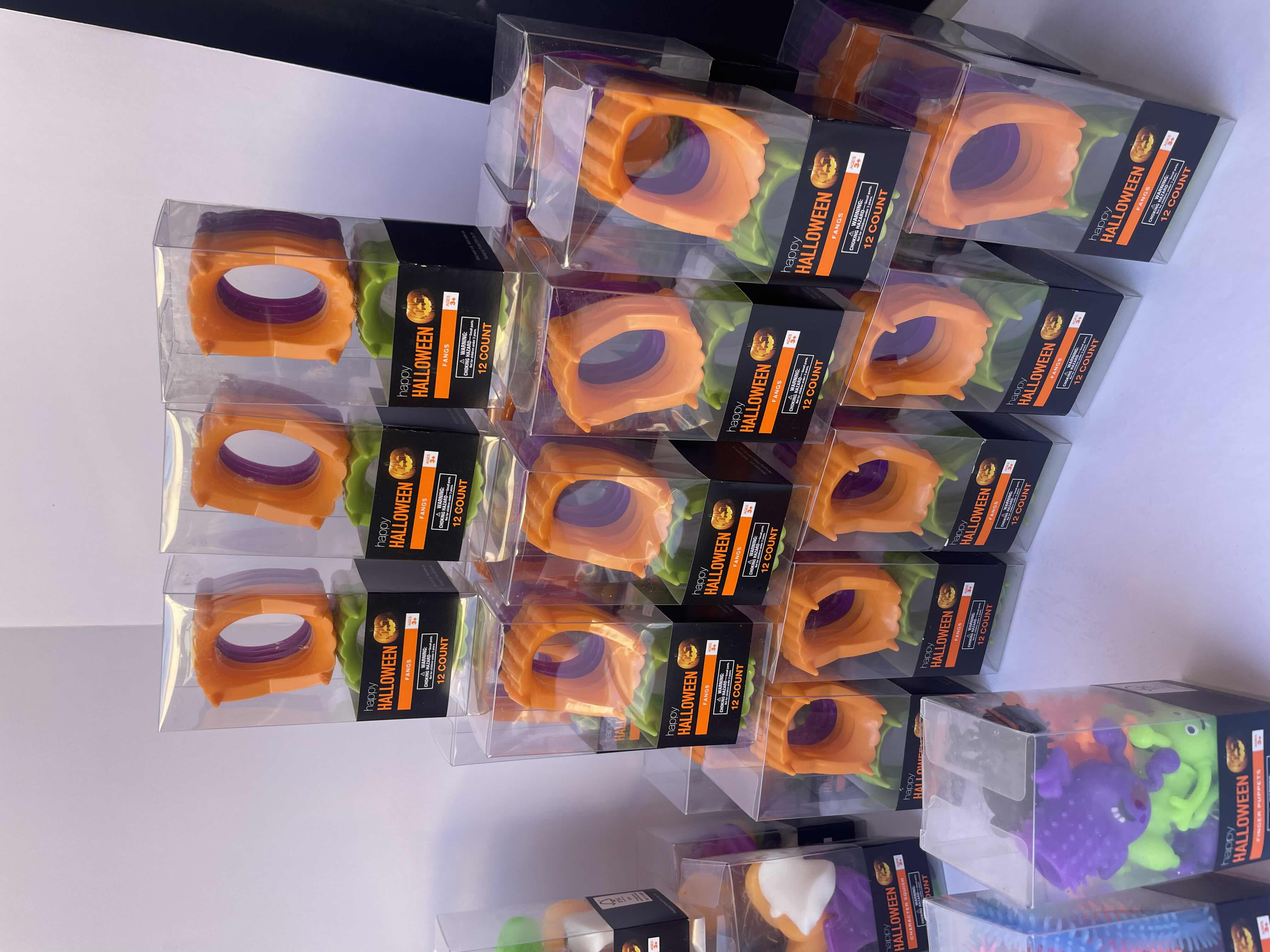 View 4 of HAPPY HALLOWEEN MINIS LARGE ASSORTMENT - PUMPKIN BENDY FIGS (36), TOY FANGS (23), CHARACTER SQUISH TOY (8), STRETCHY PALS TOY (2) & FINGER PUPPETS (2) - TOTAL 71 BOXES