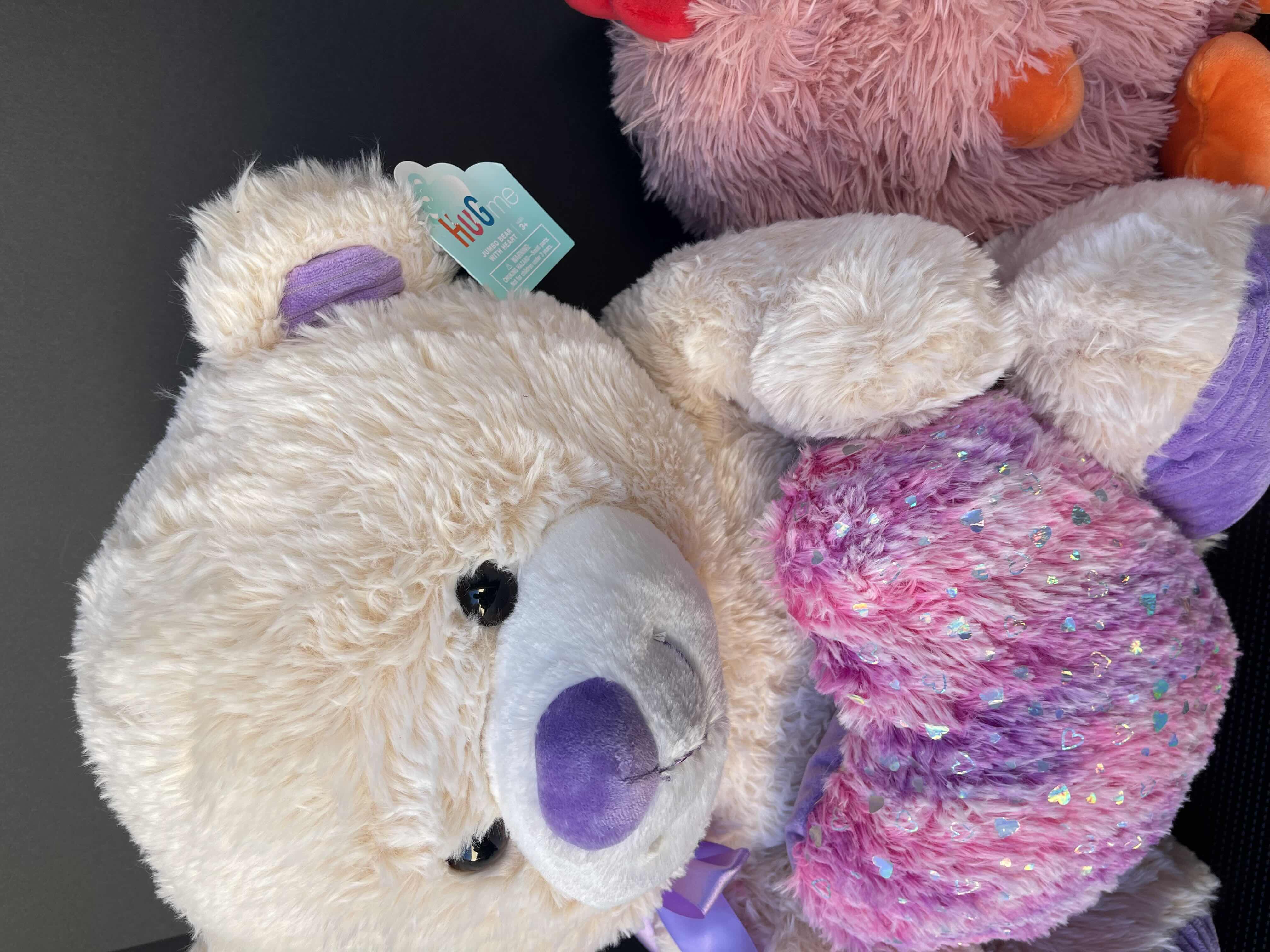 Photo 1 of NWT HUG ME PLUSH - JUMBO BEAR WITH HEART H22” & ROOSTER H14” 