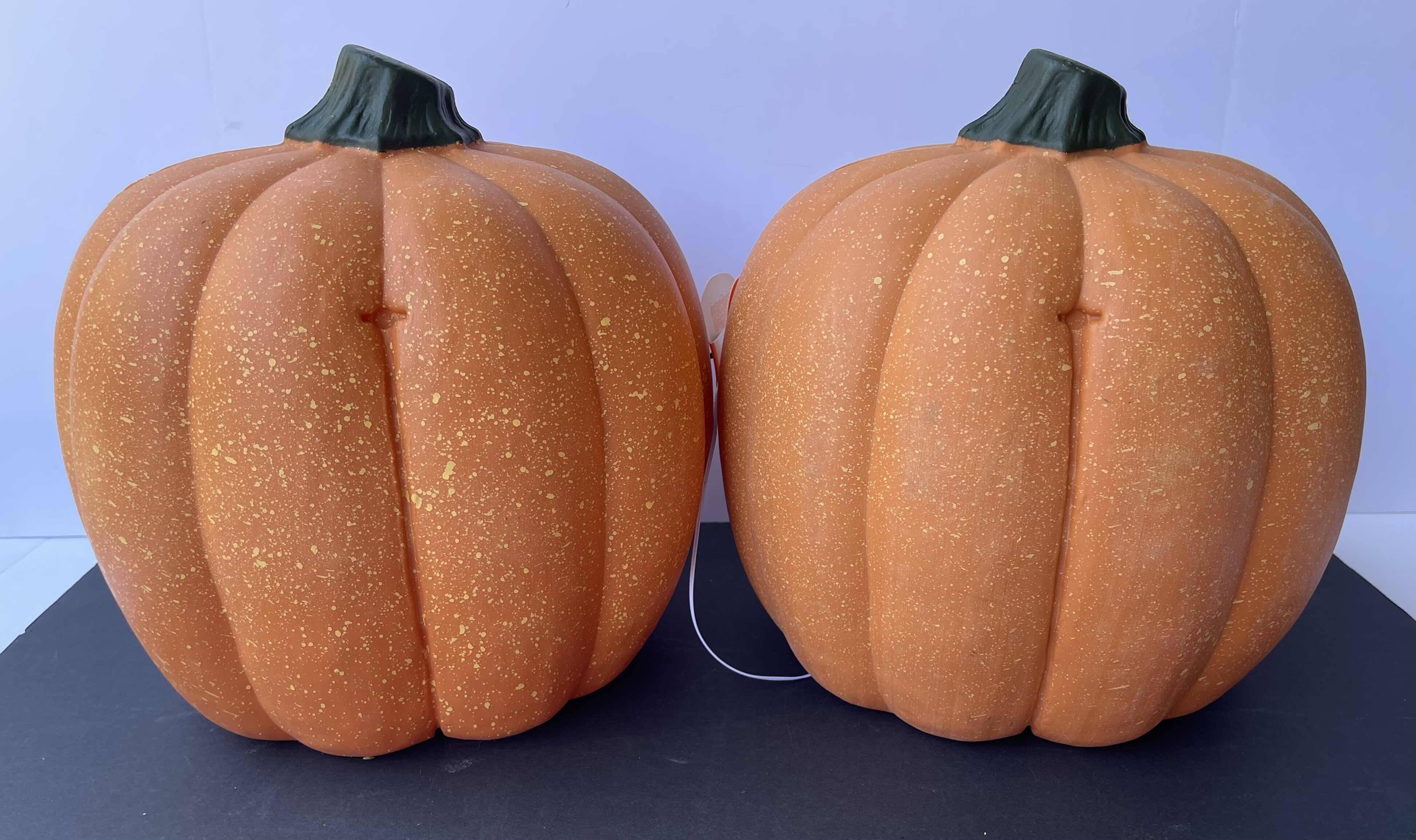 Photo 1 of HAPPY HALLOWEEN 12” LIGHT-UP LED BLOW MOLD PUMPKIN HEAD (2) NWT