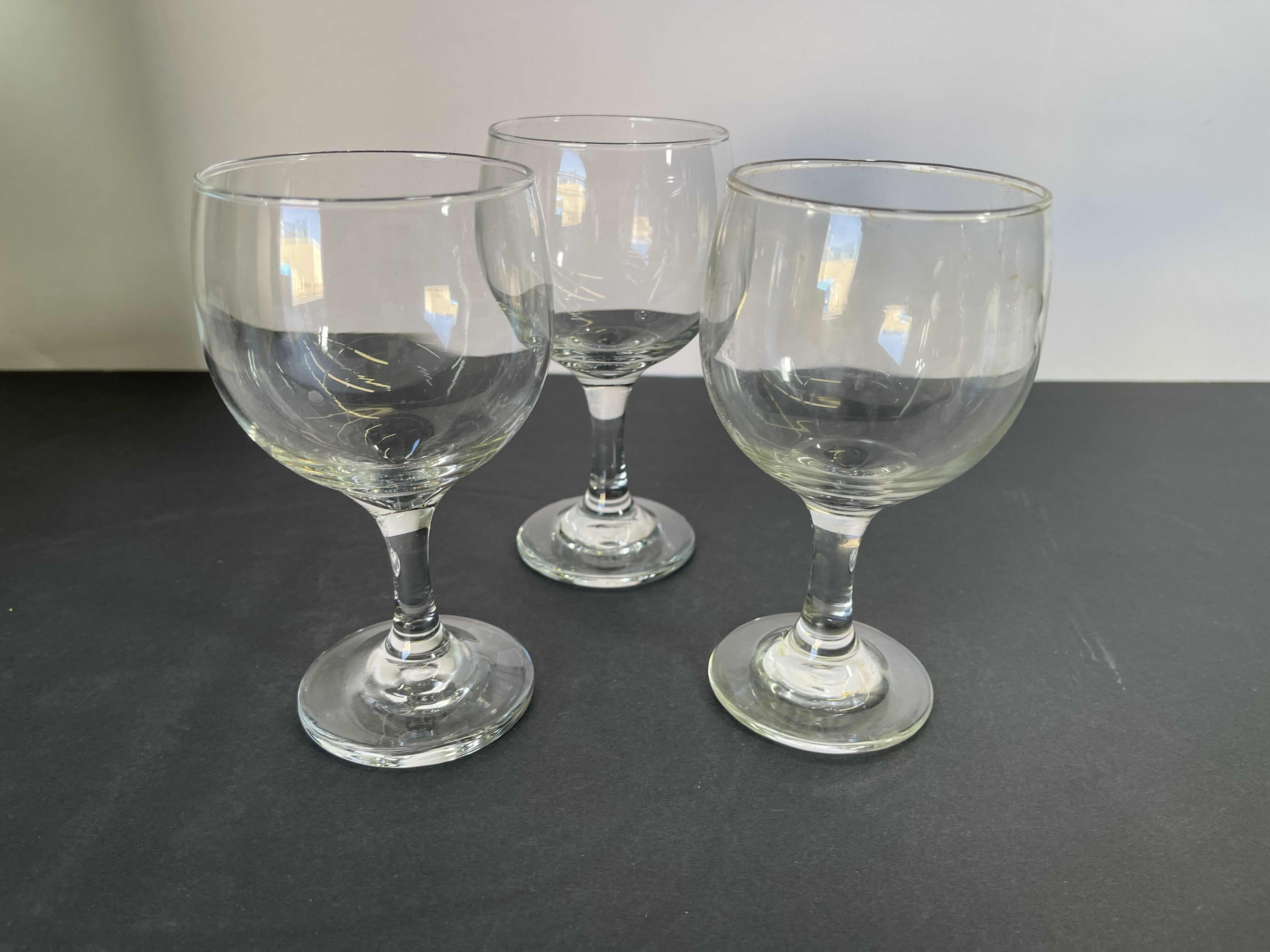 View 1 of LIBBEY 3757 THREE DOZEN 6” EMBASSY 10.5 OZ WINE GLASSES - MISSING (4) GLASSES FROM
CASE