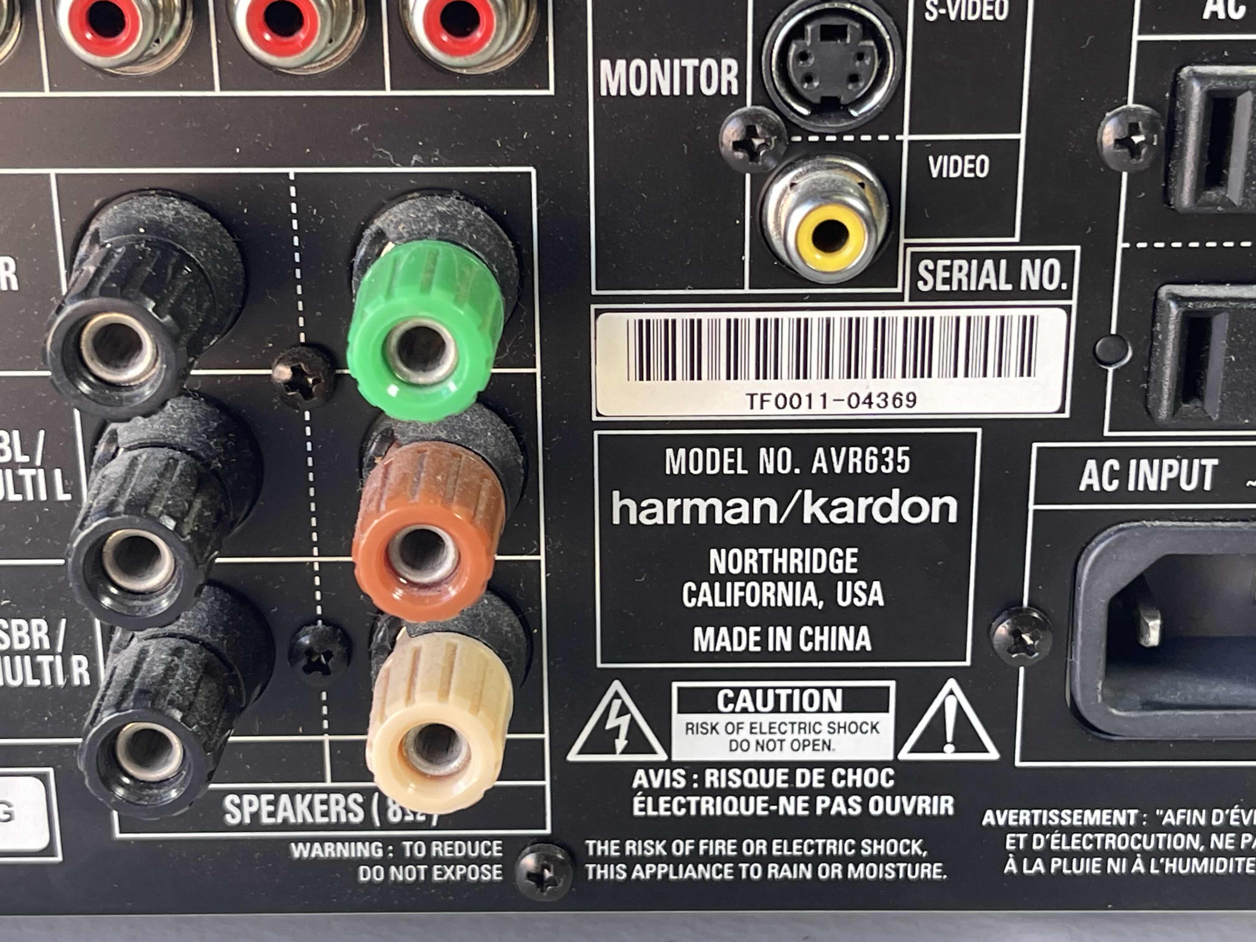 Photo 1 of HARMAN/KARDON MODEL AVR635 7.1 CHANNEL 75 WATT RECEIVER TUNER WITH WIRES AND CONTROLLER