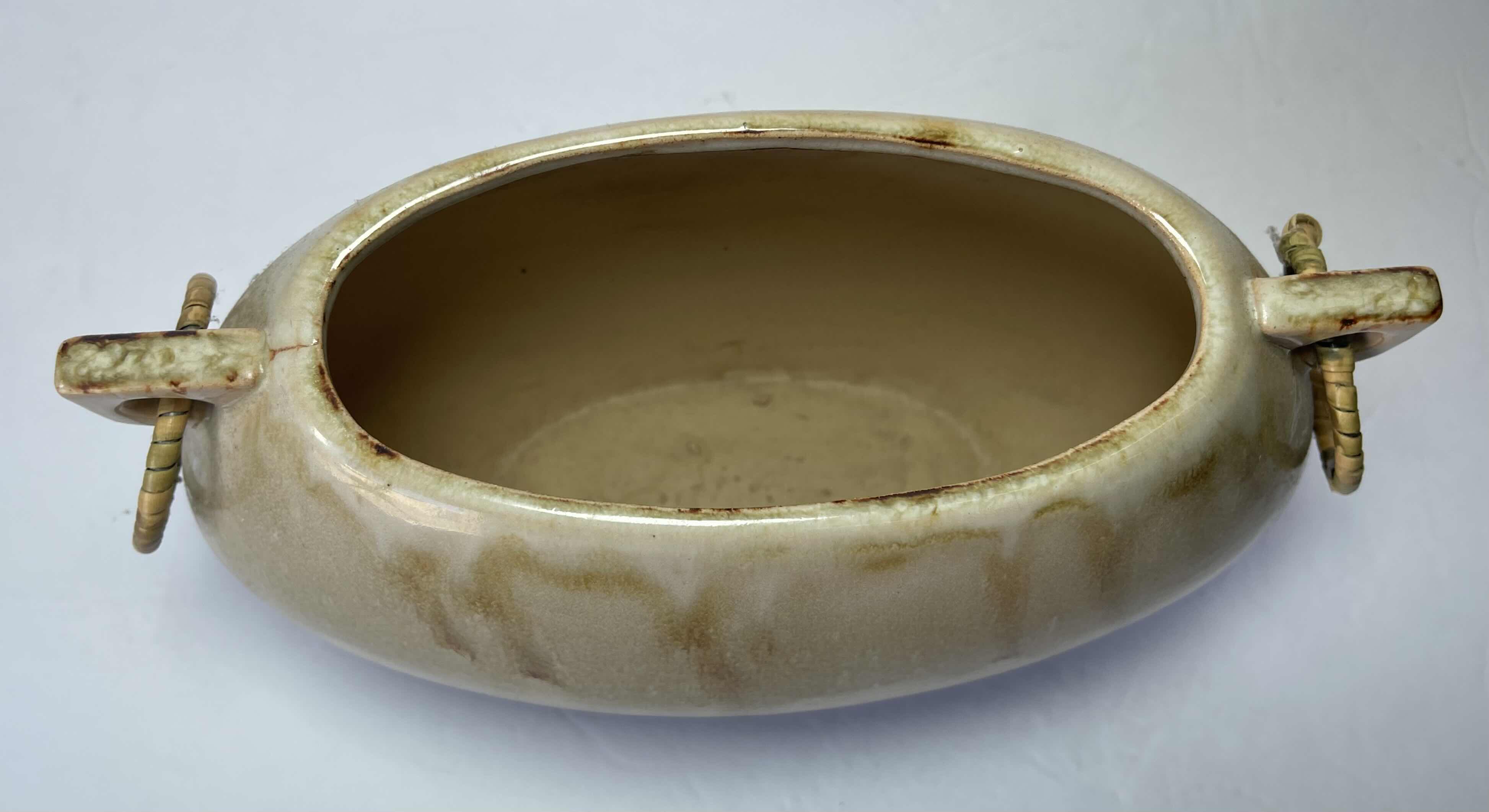 Photo 1 of GLAZED CERAMIC POTTERY OVAL SHAPED 11” X 4.5” X H7”